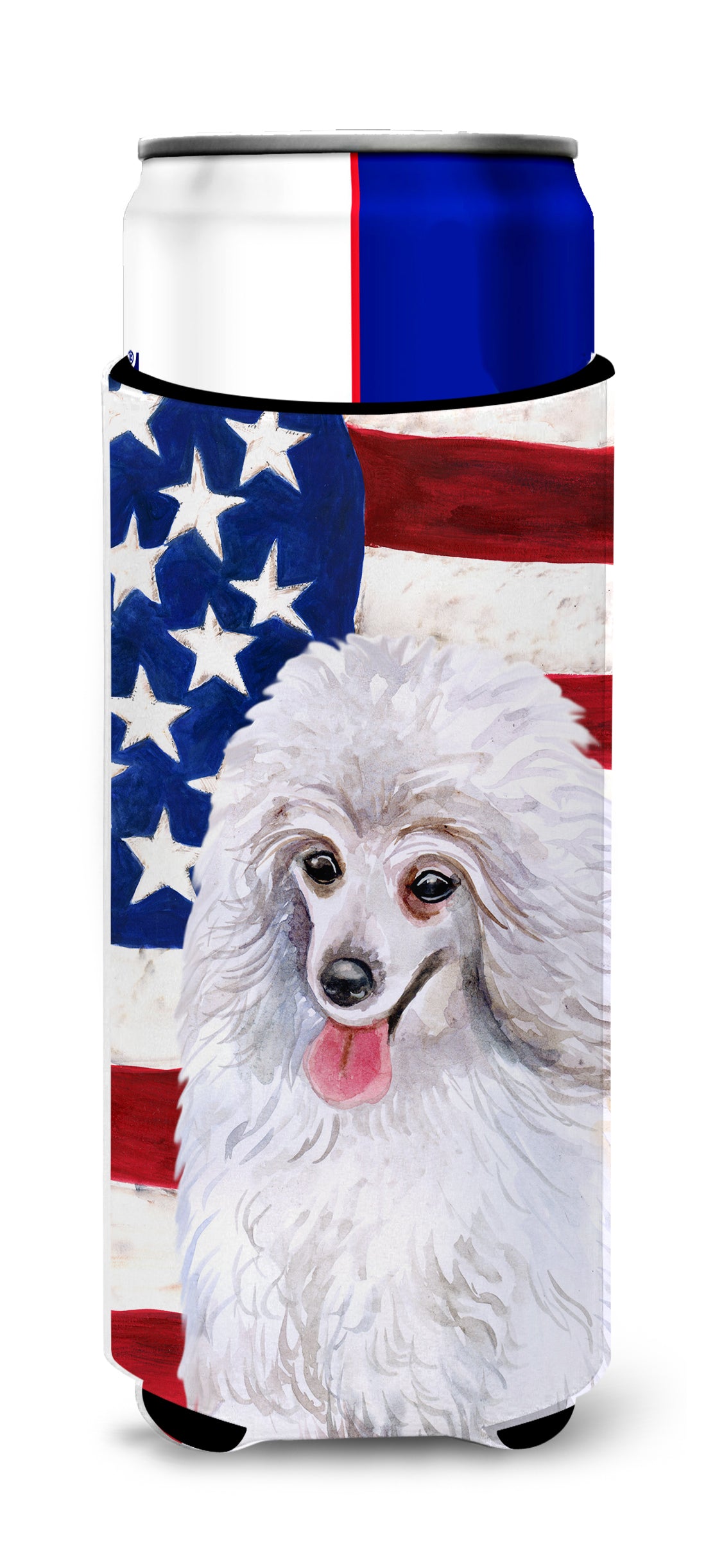 Medium White Poodle Patriotic  Ultra Hugger for slim cans BB9683MUK  the-store.com.