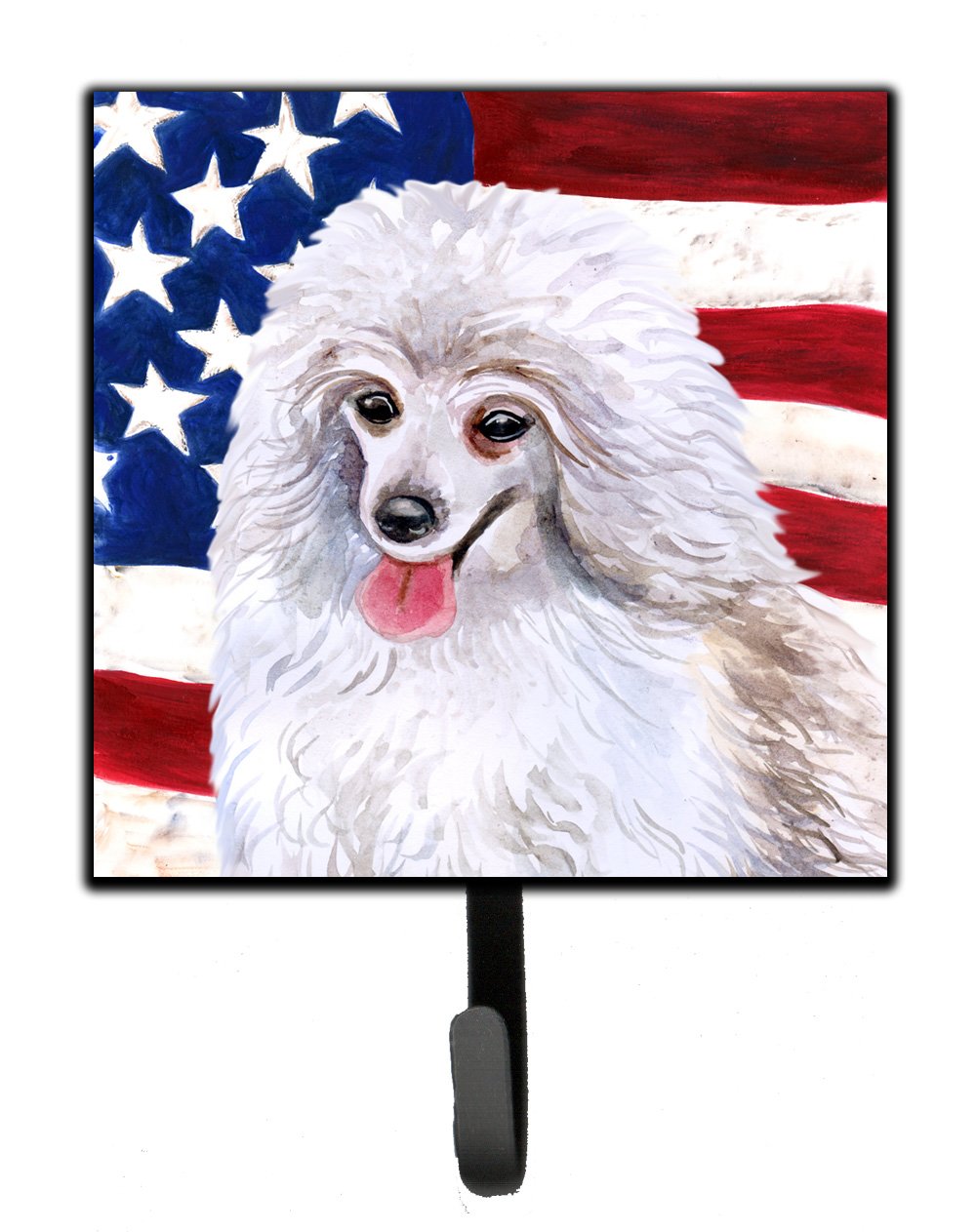 Medium White Poodle Patriotic Leash or Key Holder BB9683SH4 by Caroline&#39;s Treasures