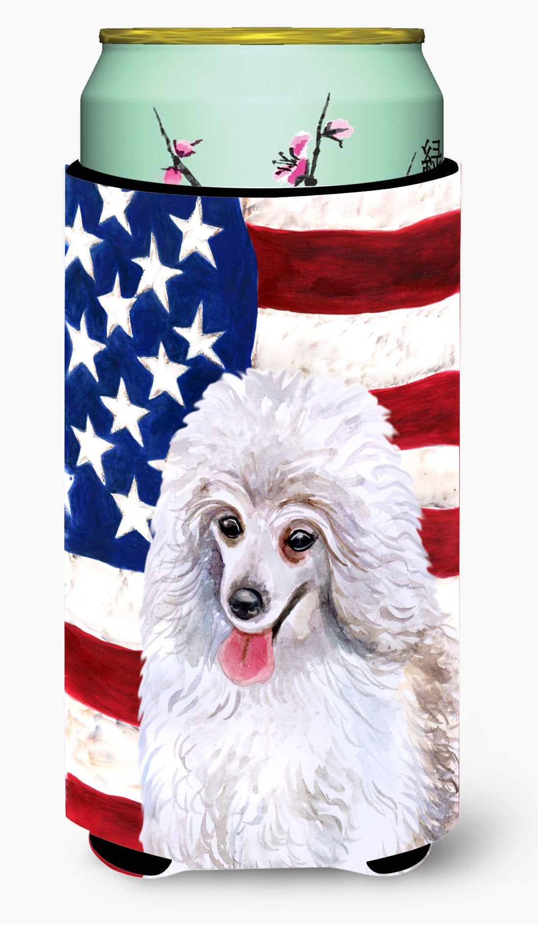 Medium White Poodle Patriotic Tall Boy Beverage Insulator Hugger BB9683TBC by Caroline&#39;s Treasures