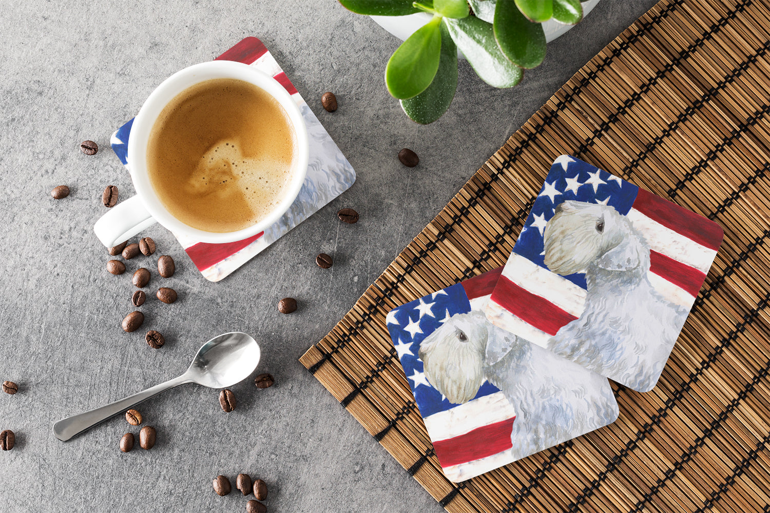 Set of 4 Sealyham Terrier Patriotic Foam Coasters Set of 4 - the-store.com