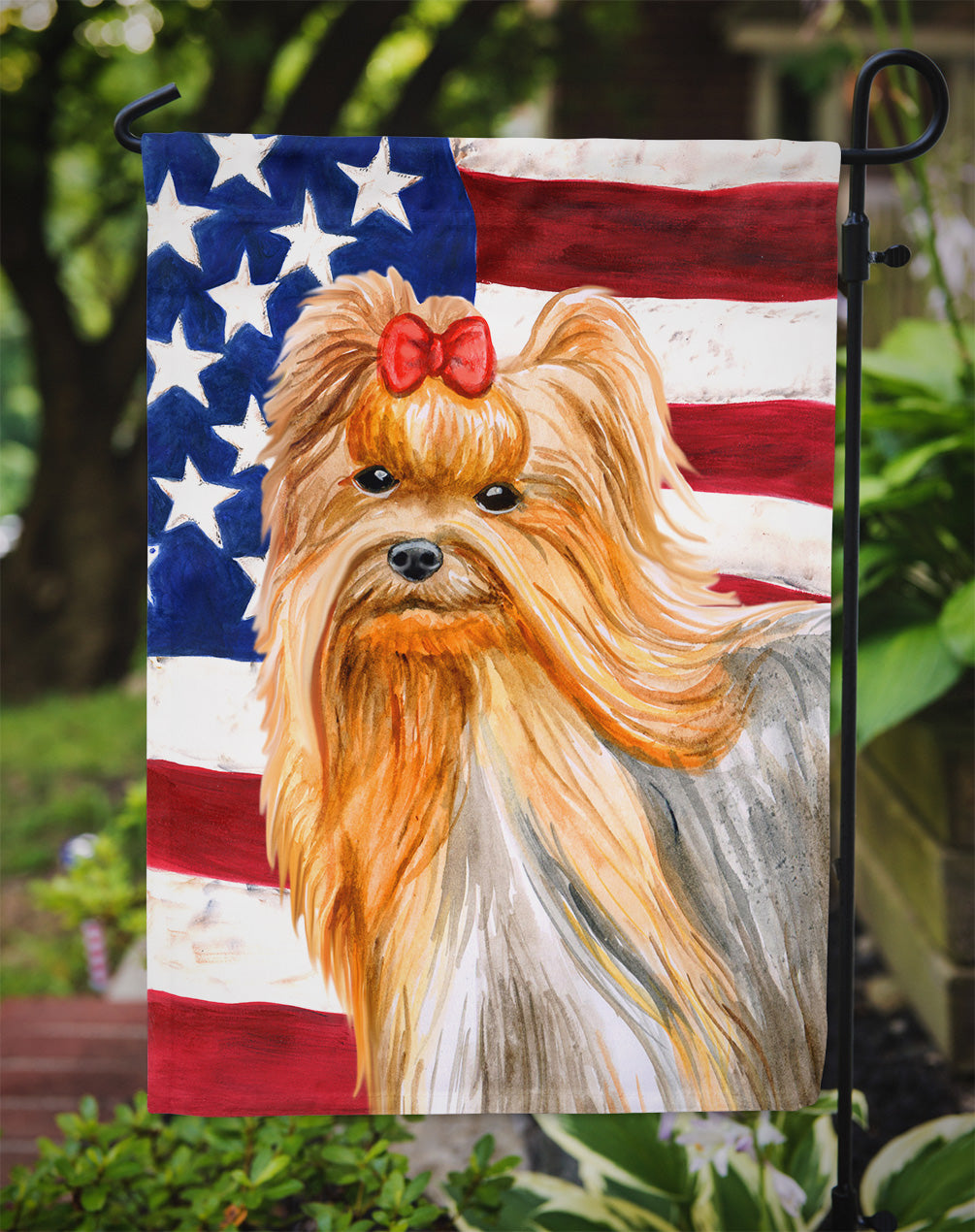 Yorkshire Terrier Patriotic Flag Garden Size BB9685GF  the-store.com.