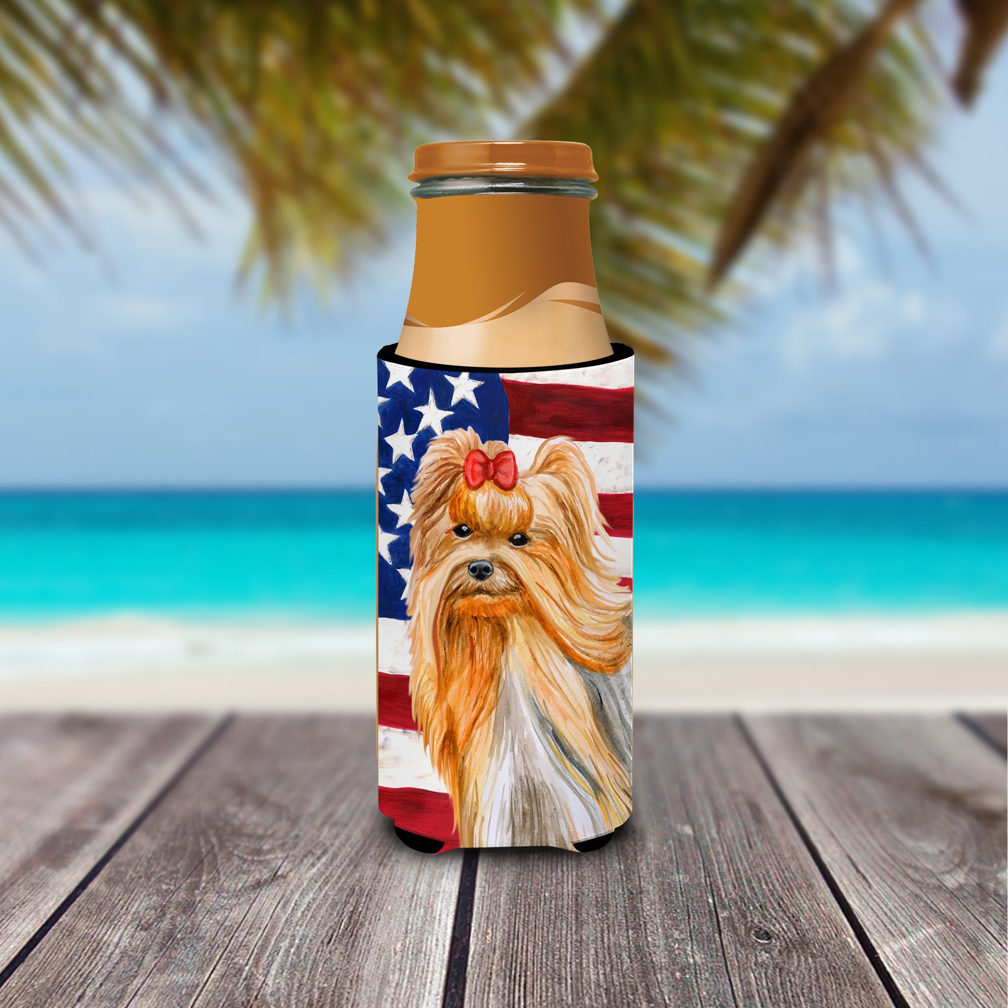 Yorkshire Terrier Patriotic  Ultra Hugger for slim cans BB9685MUK  the-store.com.