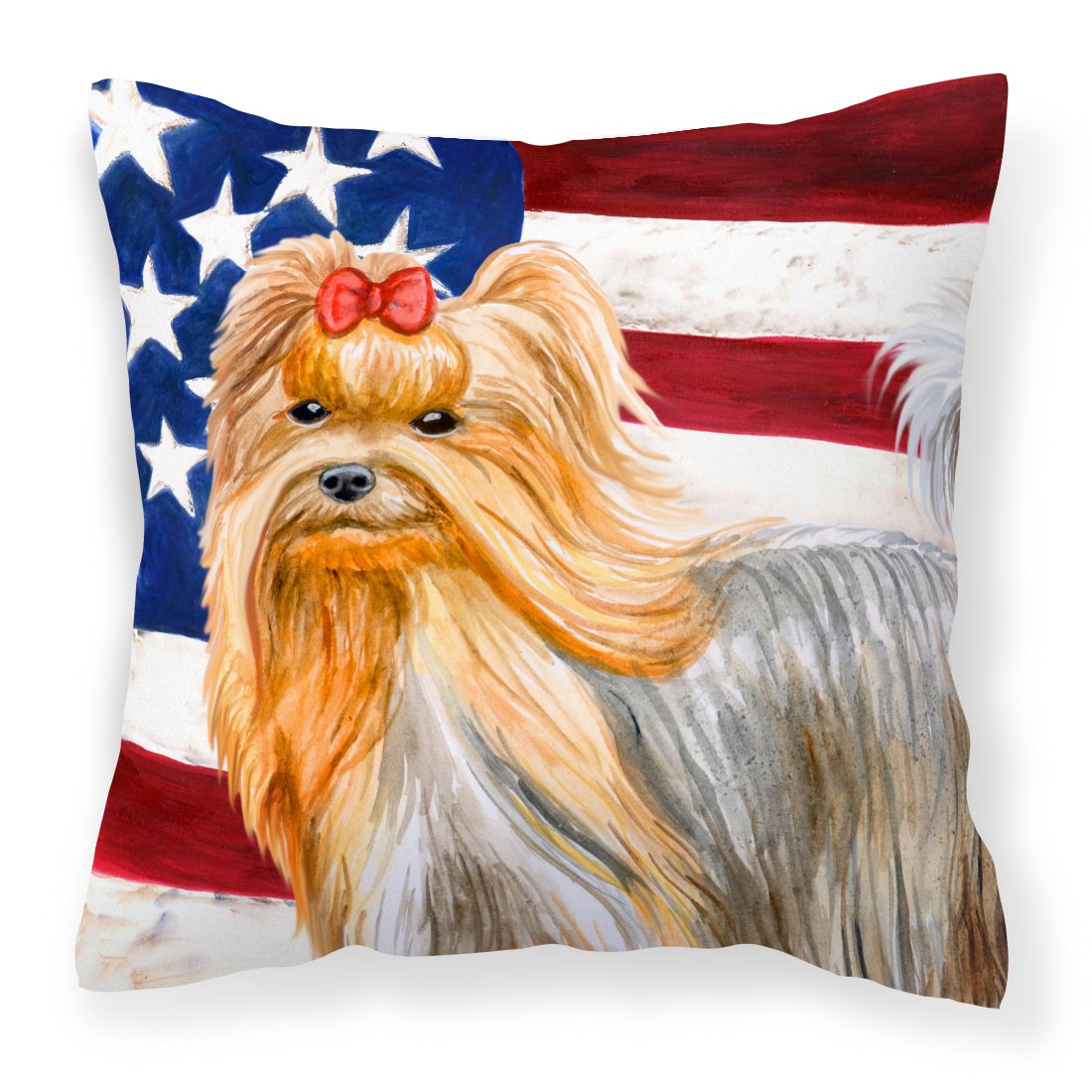 Yorkshire Terrier Patriotic Fabric Decorative Pillow BB9685PW1818 by Caroline&#39;s Treasures