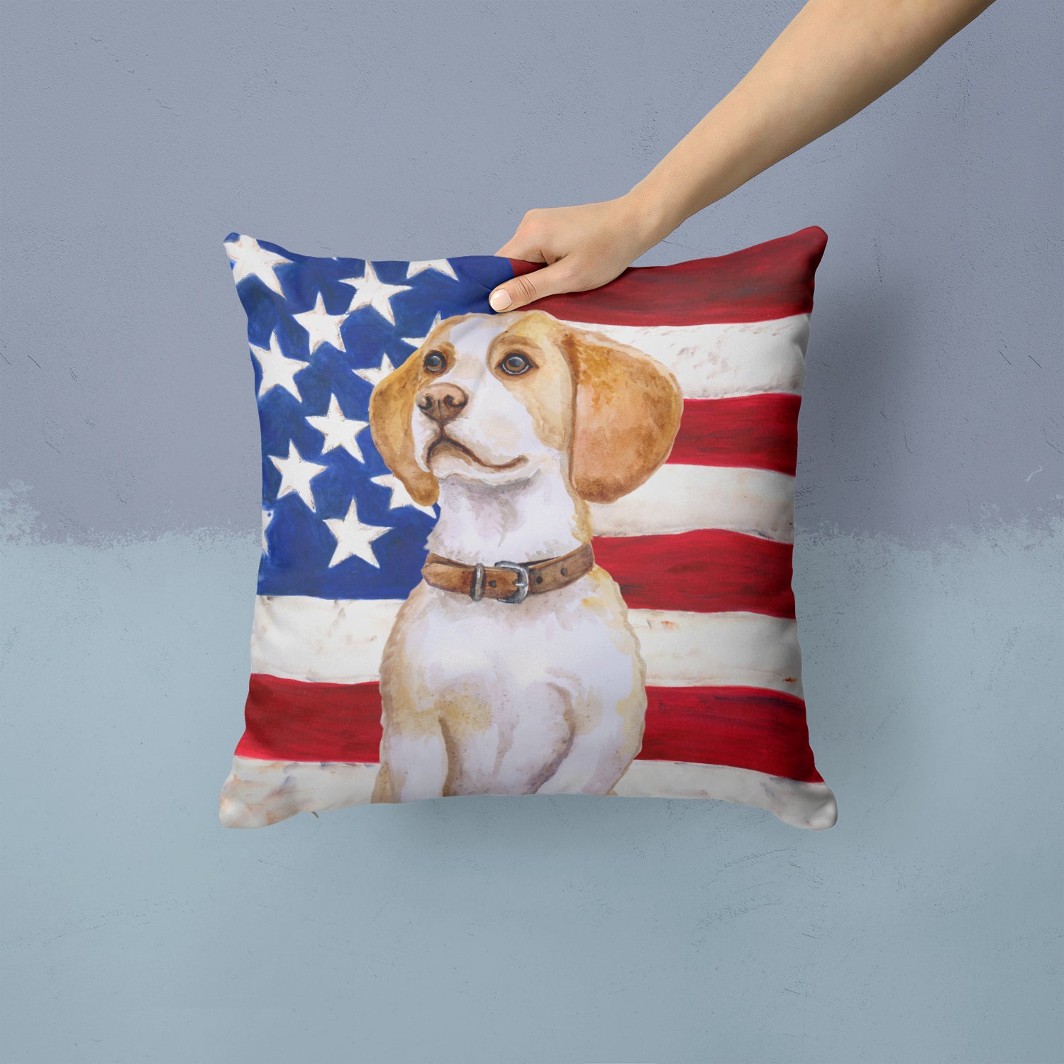 Beagle Patriotic Fabric Decorative Pillow BB9686PW1414 - the-store.com