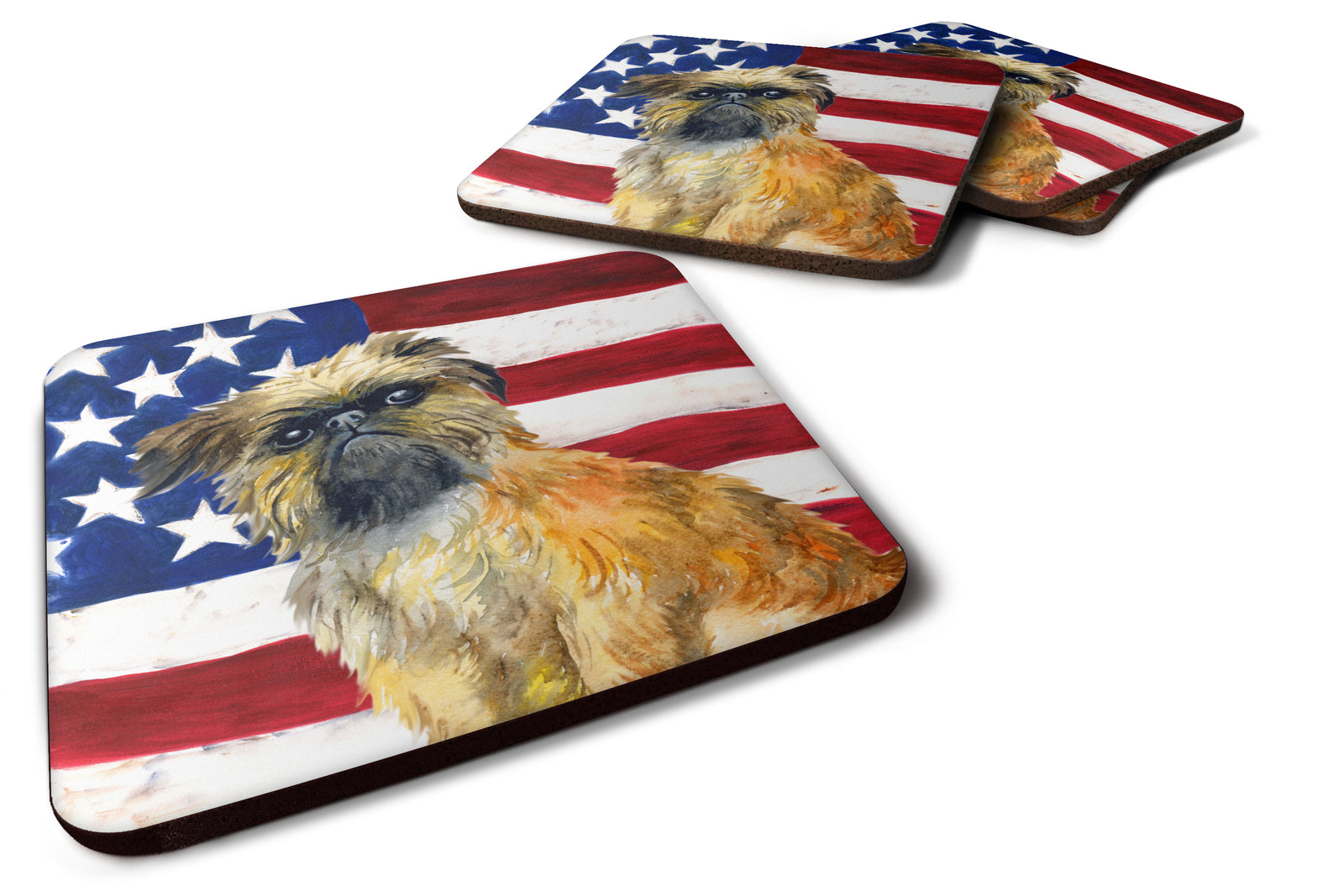 Brussels Griffon Patriotic Foam Coaster Set of 4 BB9687FC - the-store.com