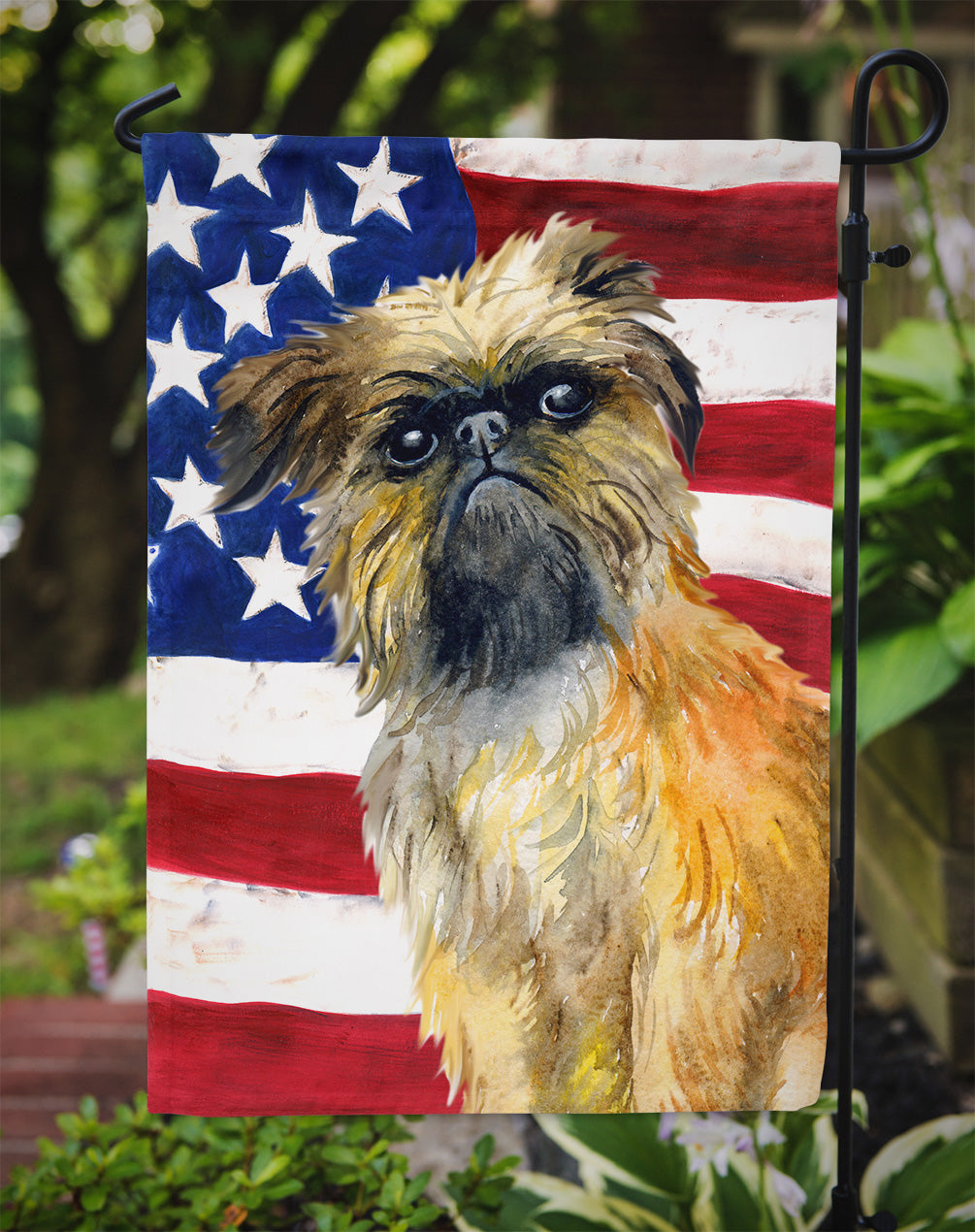 Brussels Griffon Patriotic Flag Garden Size BB9687GF  the-store.com.