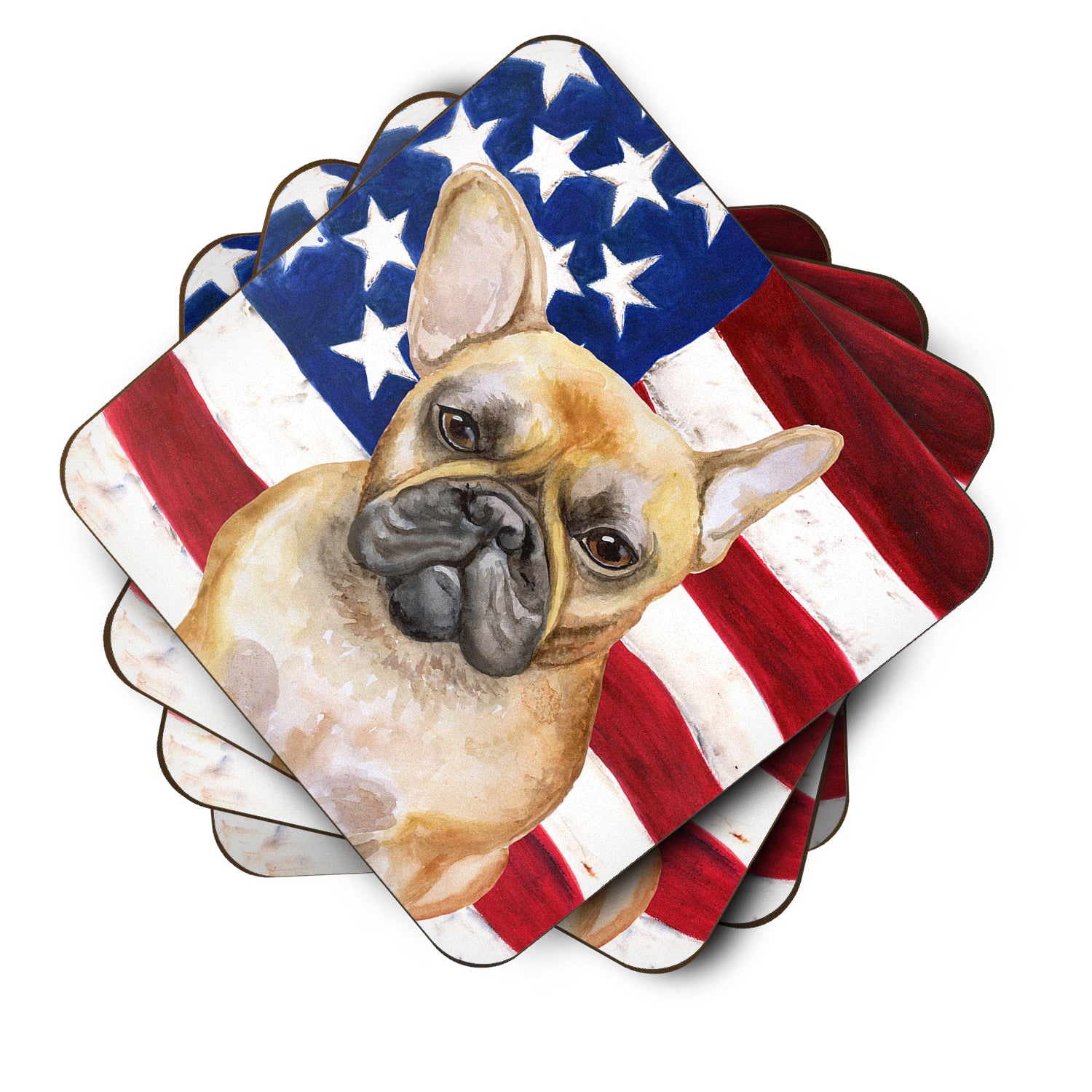 French Bulldog Patriotic Foam Coaster Set of 4 BB9688FC - the-store.com