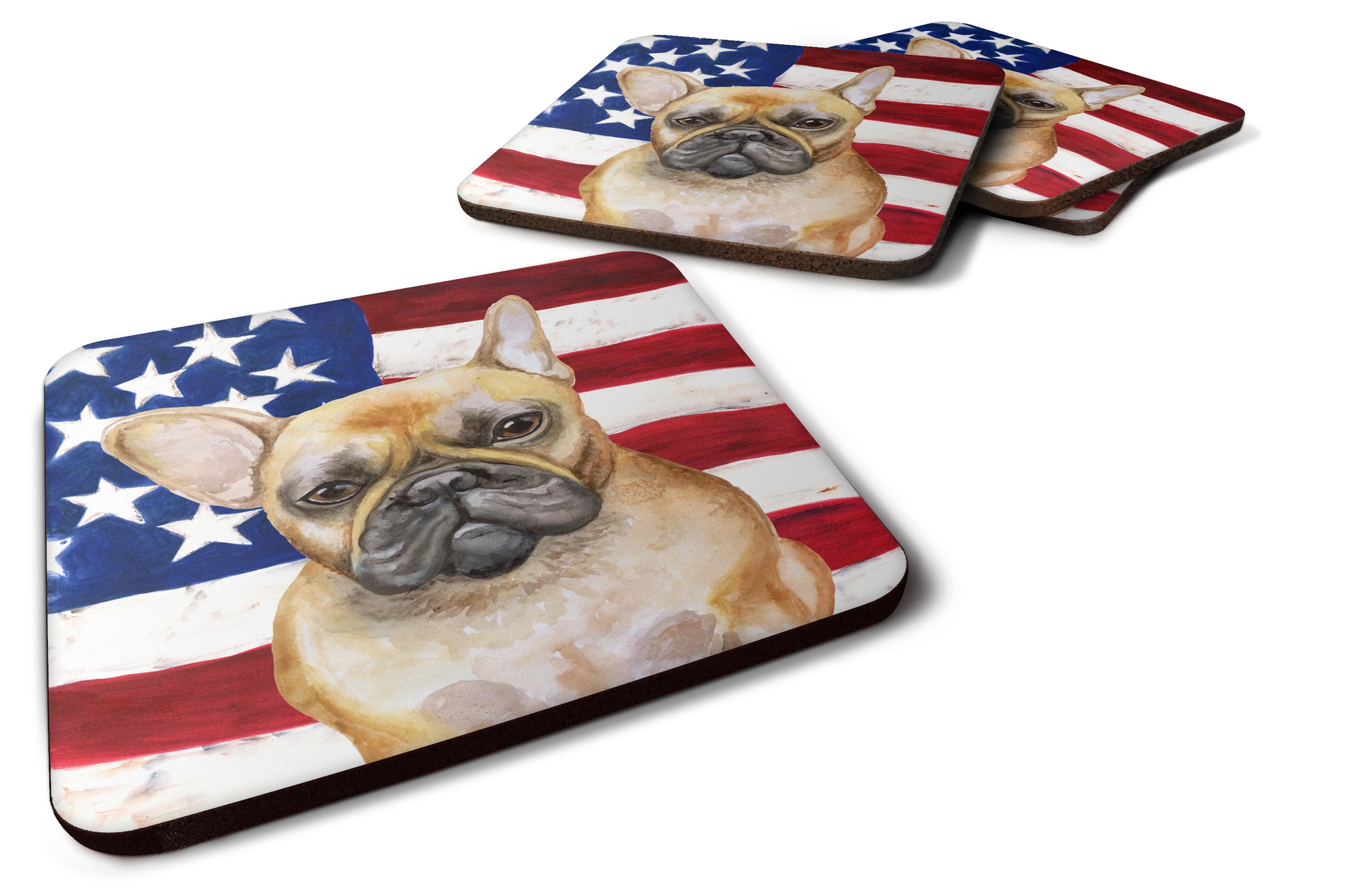 French Bulldog Patriotic Foam Coaster Set of 4 BB9688FC - the-store.com