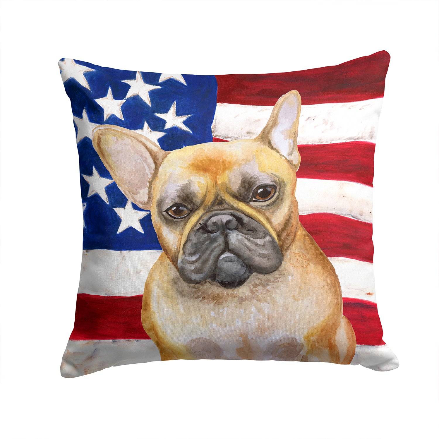 French Bulldog Patriotic Fabric Decorative Pillow BB9688PW1414 - the-store.com