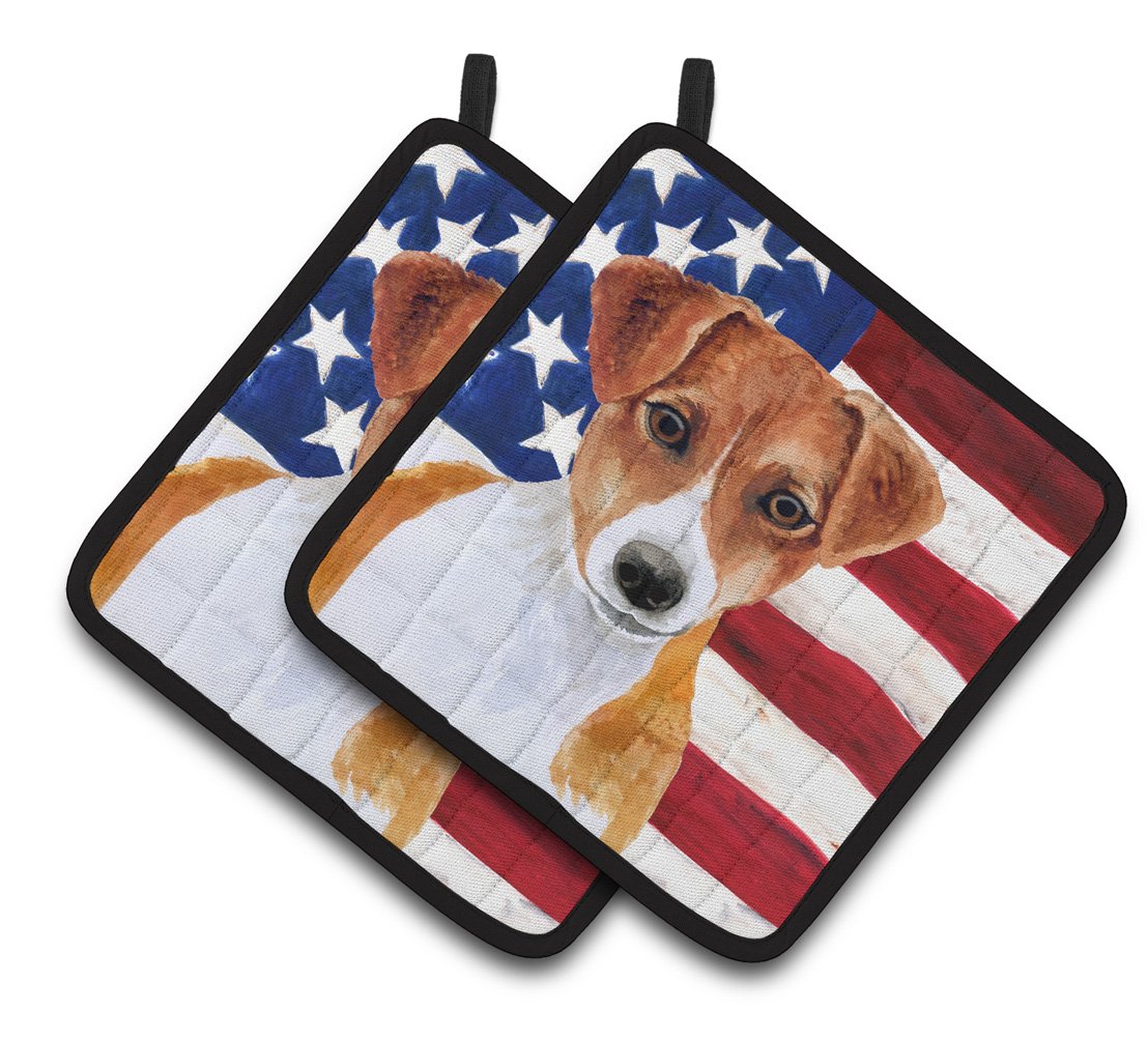 Jack Russell Terrier Patriotic Pair of Pot Holders BB9689PTHD by Caroline&#39;s Treasures