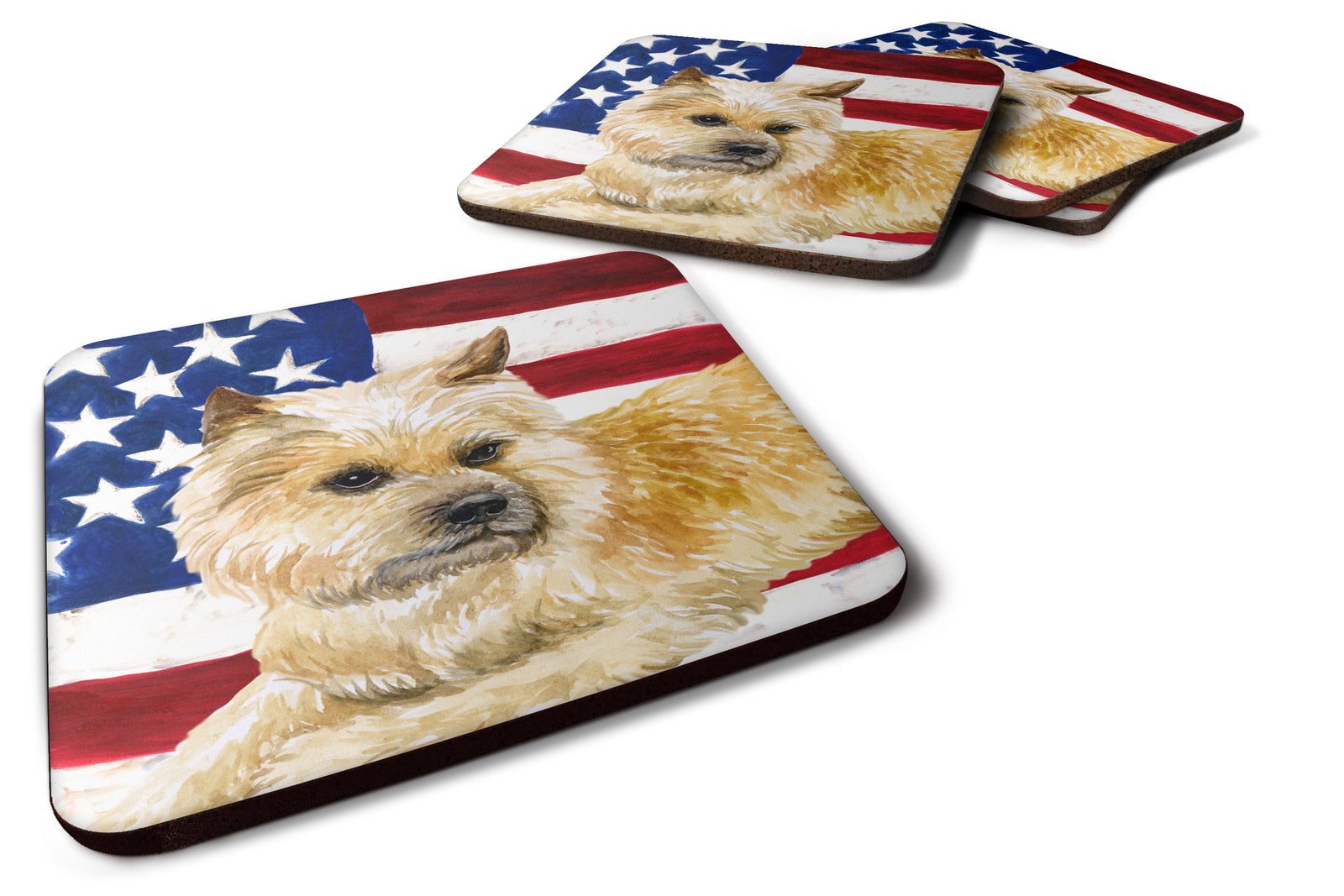 Cairn Terrier Patriotic Foam Coaster Set of 4 BB9690FC - the-store.com