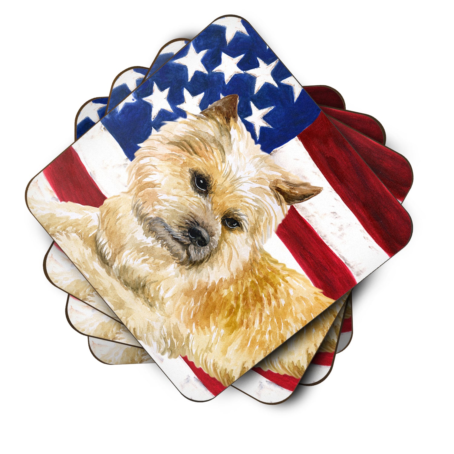 Cairn Terrier Patriotic Foam Coaster Set of 4 BB9690FC - the-store.com