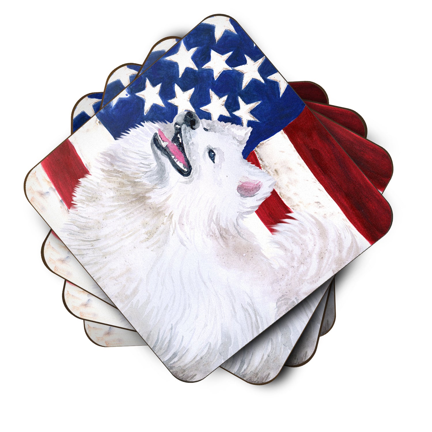 Samoyed Patriotic Foam Coaster Set of 4 BB9691FC - the-store.com