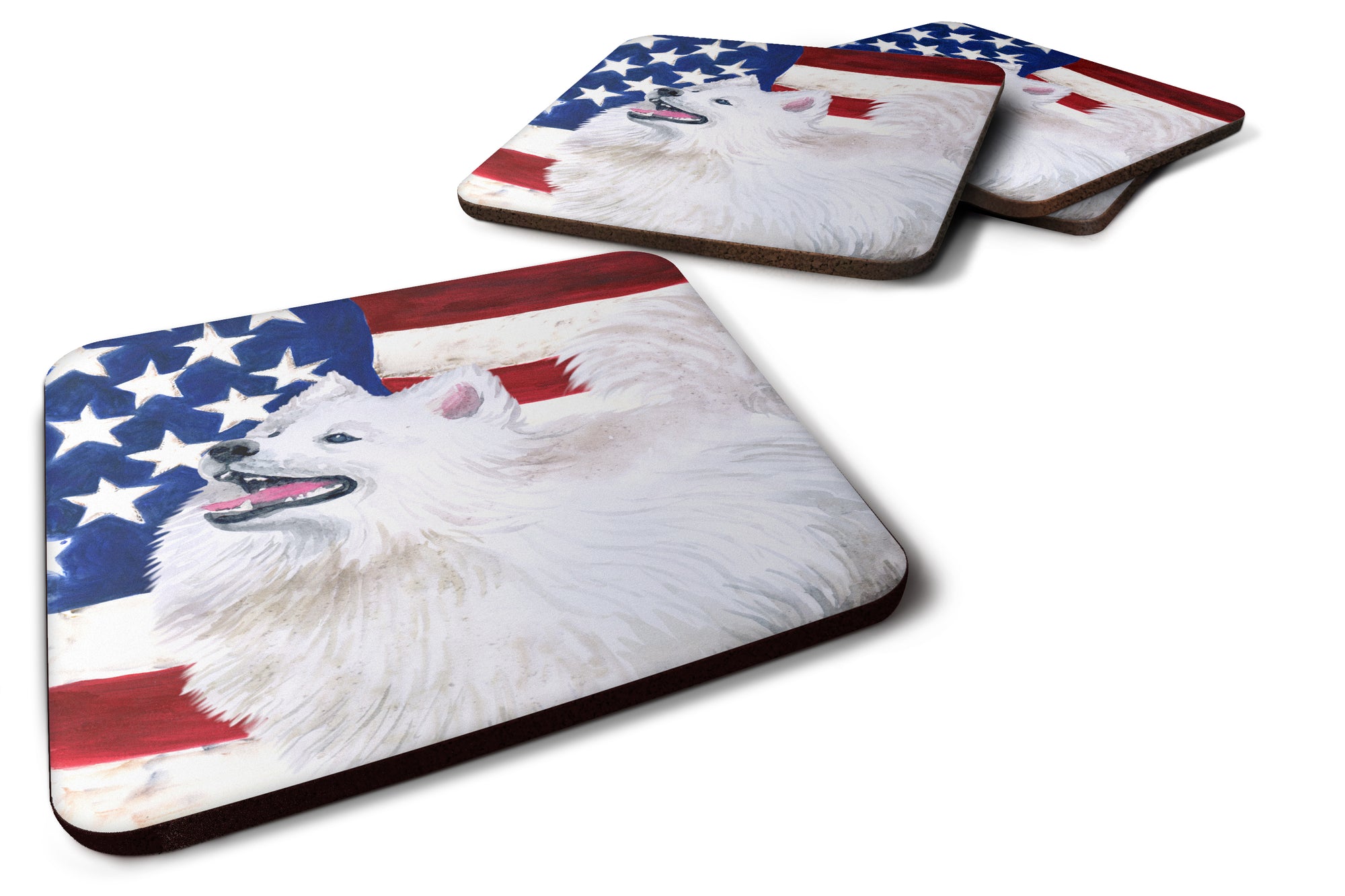 Samoyed Patriotic Foam Coaster Set of 4 BB9691FC - the-store.com