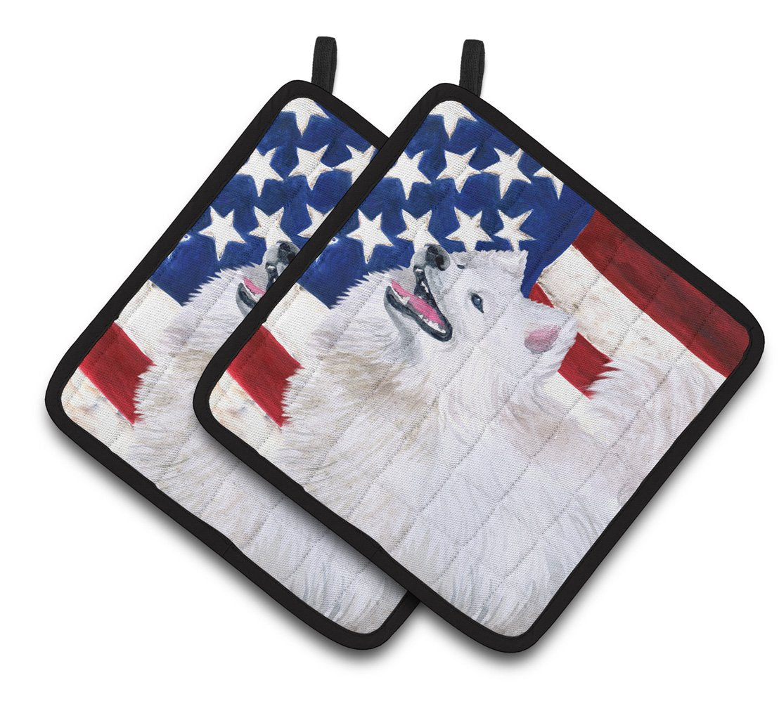 Samoyed Patriotic Pair of Pot Holders BB9691PTHD by Caroline's Treasures