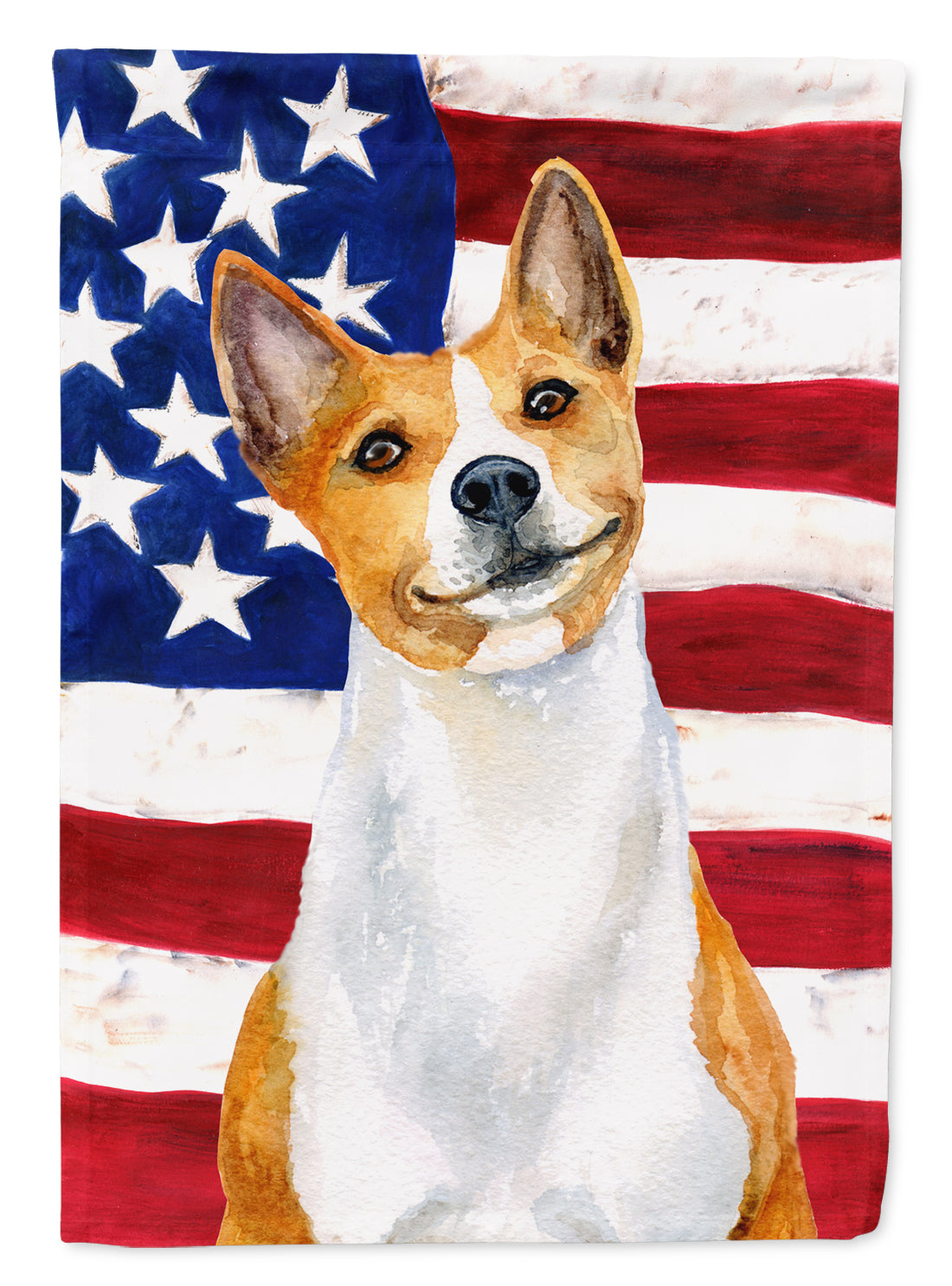 Basenji Patriotic Flag Canvas House Size BB9692CHF  the-store.com.