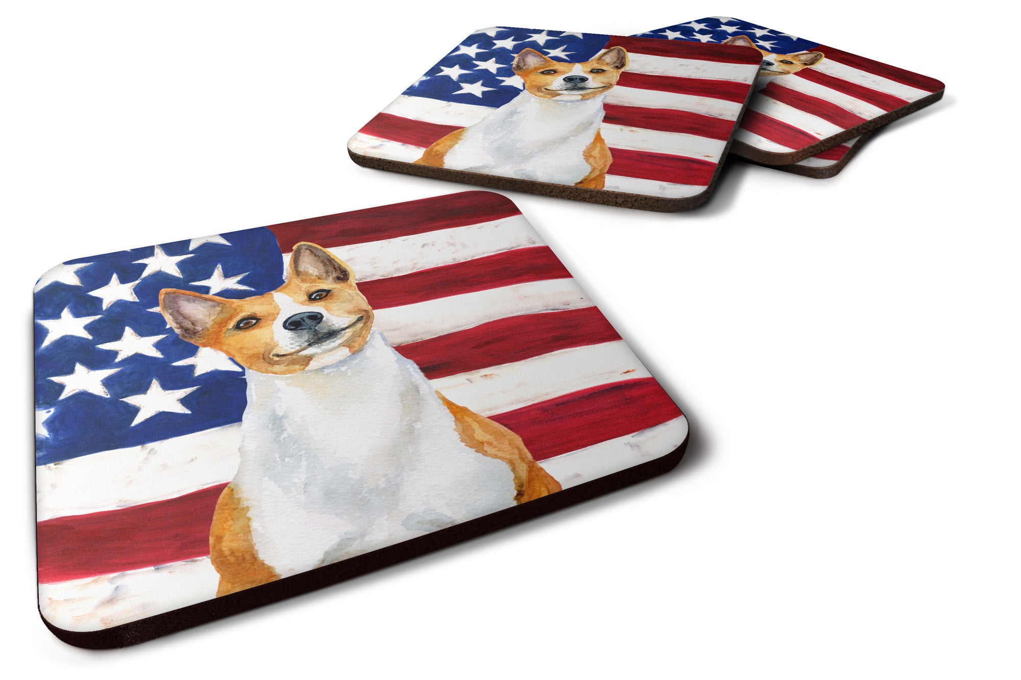 Basenji Patriotic Foam Coaster Set of 4 BB9692FC - the-store.com