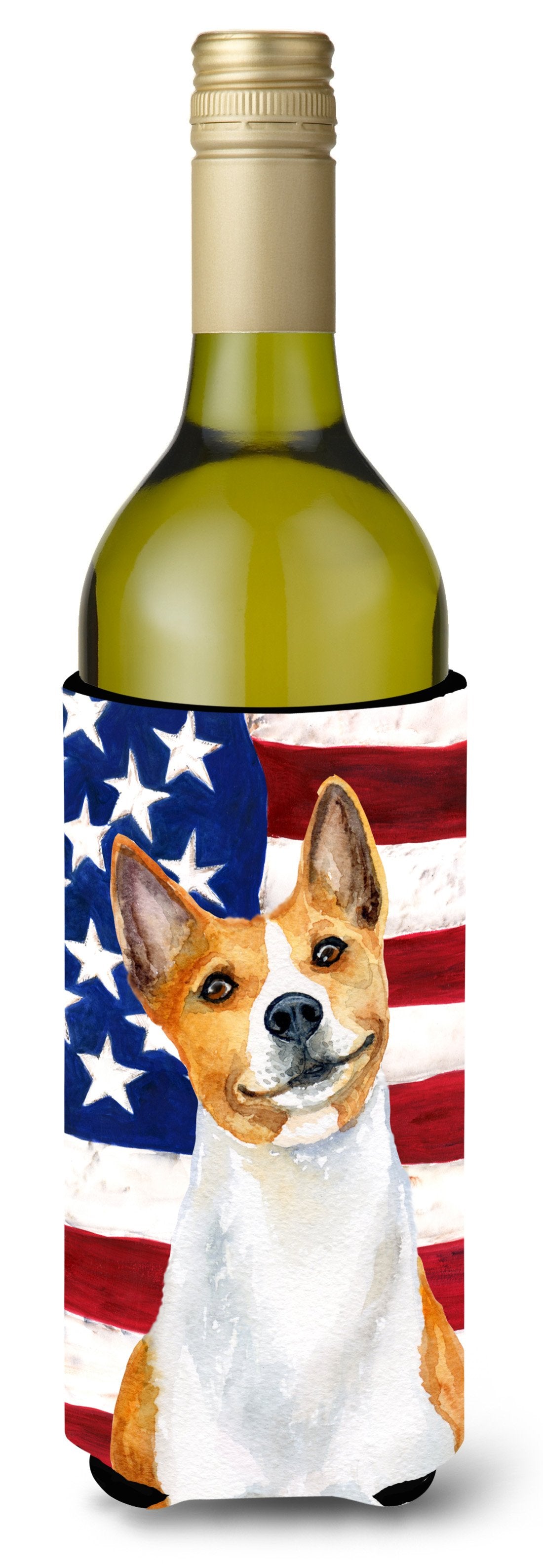 Basenji Patriotic Wine Bottle Beverge Insulator Hugger BB9692LITERK by Caroline's Treasures