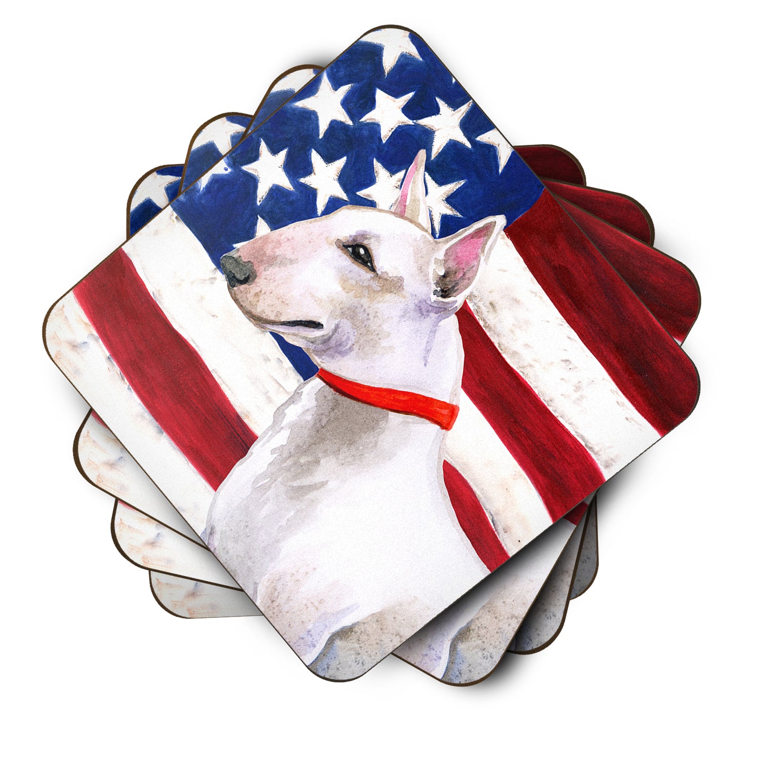 Bull Terrier Patriotic Foam Coaster Set of 4 BB9693FC - the-store.com