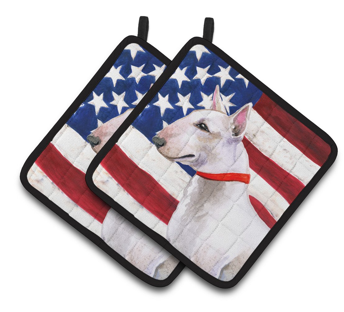 Bull Terrier Patriotic Pair of Pot Holders BB9693PTHD by Caroline's Treasures