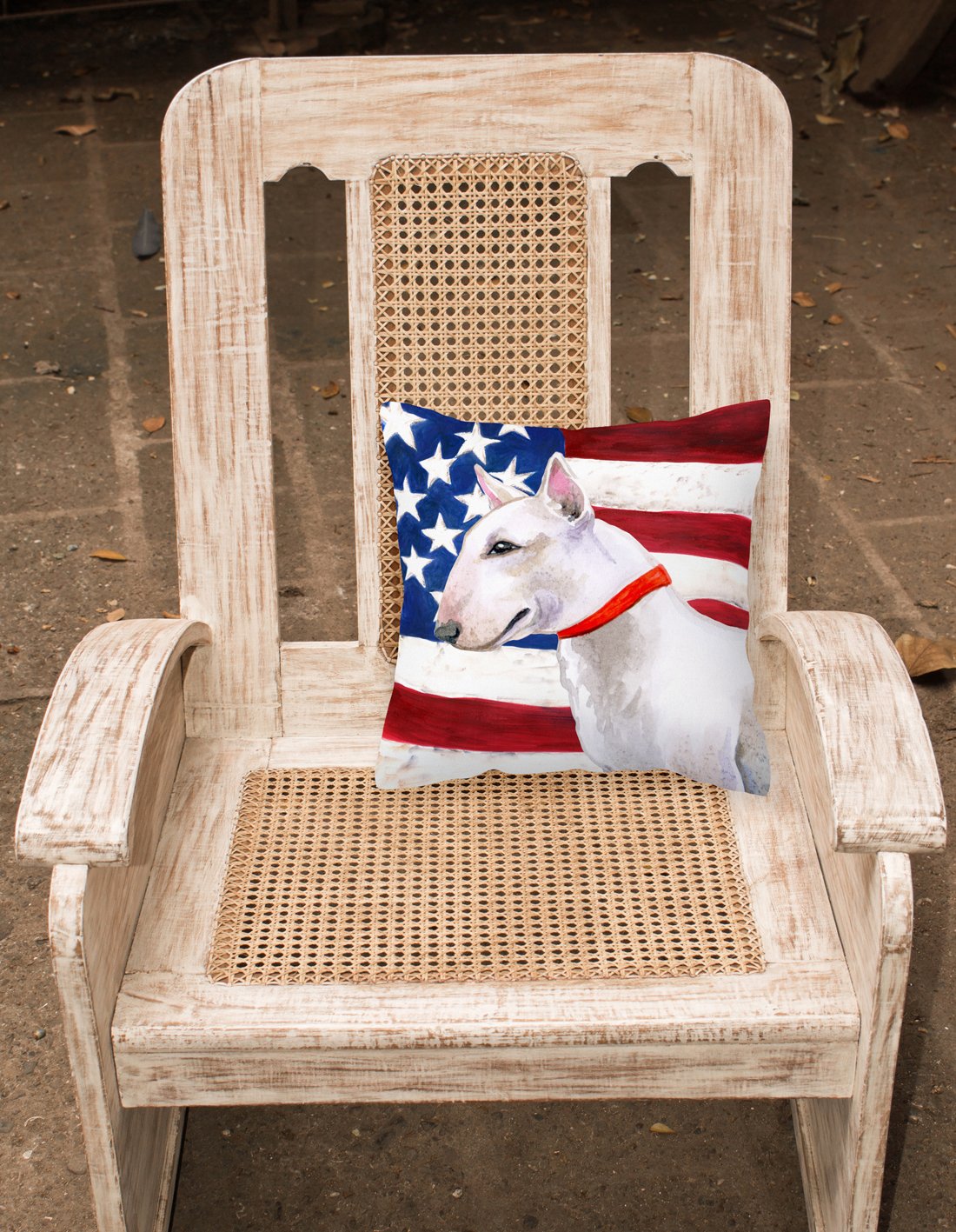 Bull Terrier Patriotic Fabric Decorative Pillow BB9693PW1818 by Caroline's Treasures