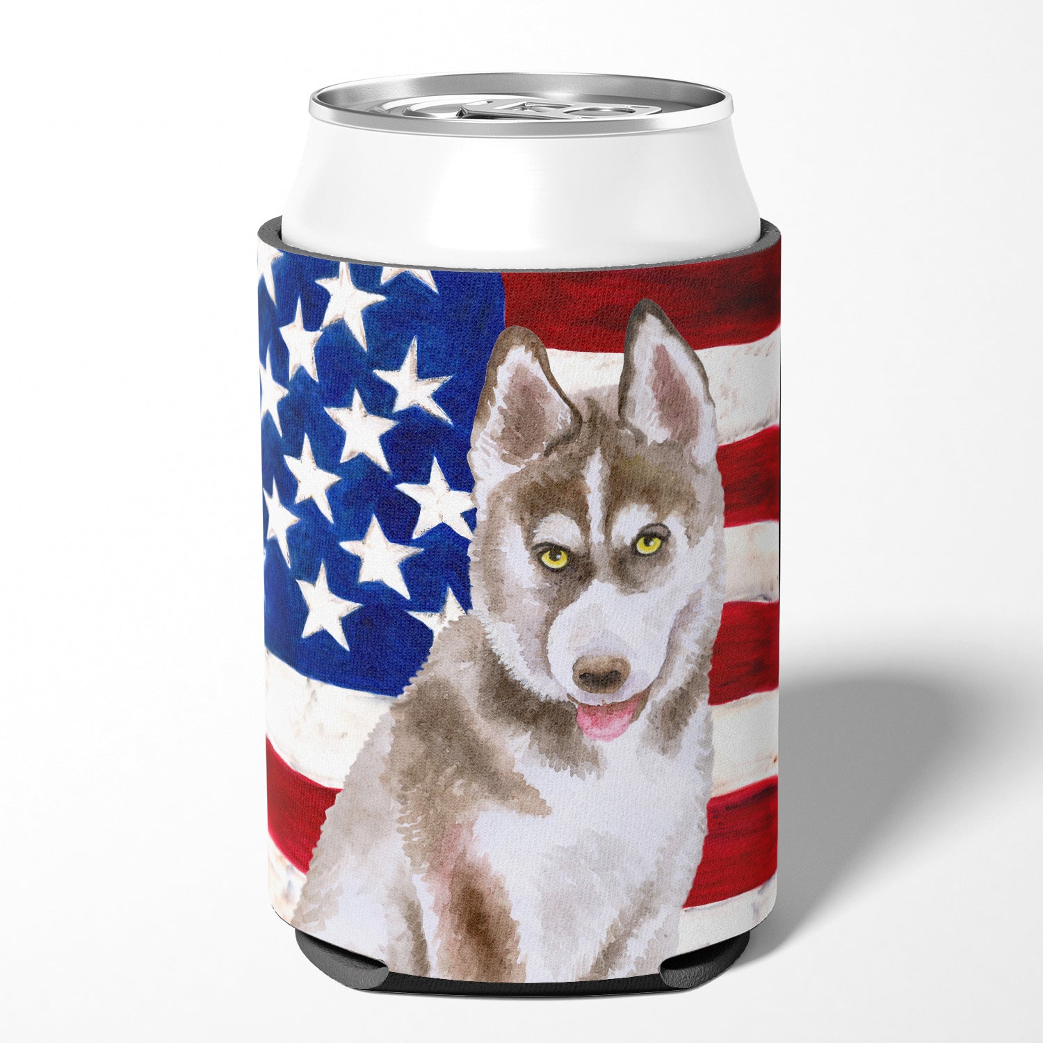 Siberian Husky Grey Patriotic Can or Bottle Hugger BB9696CC  the-store.com.