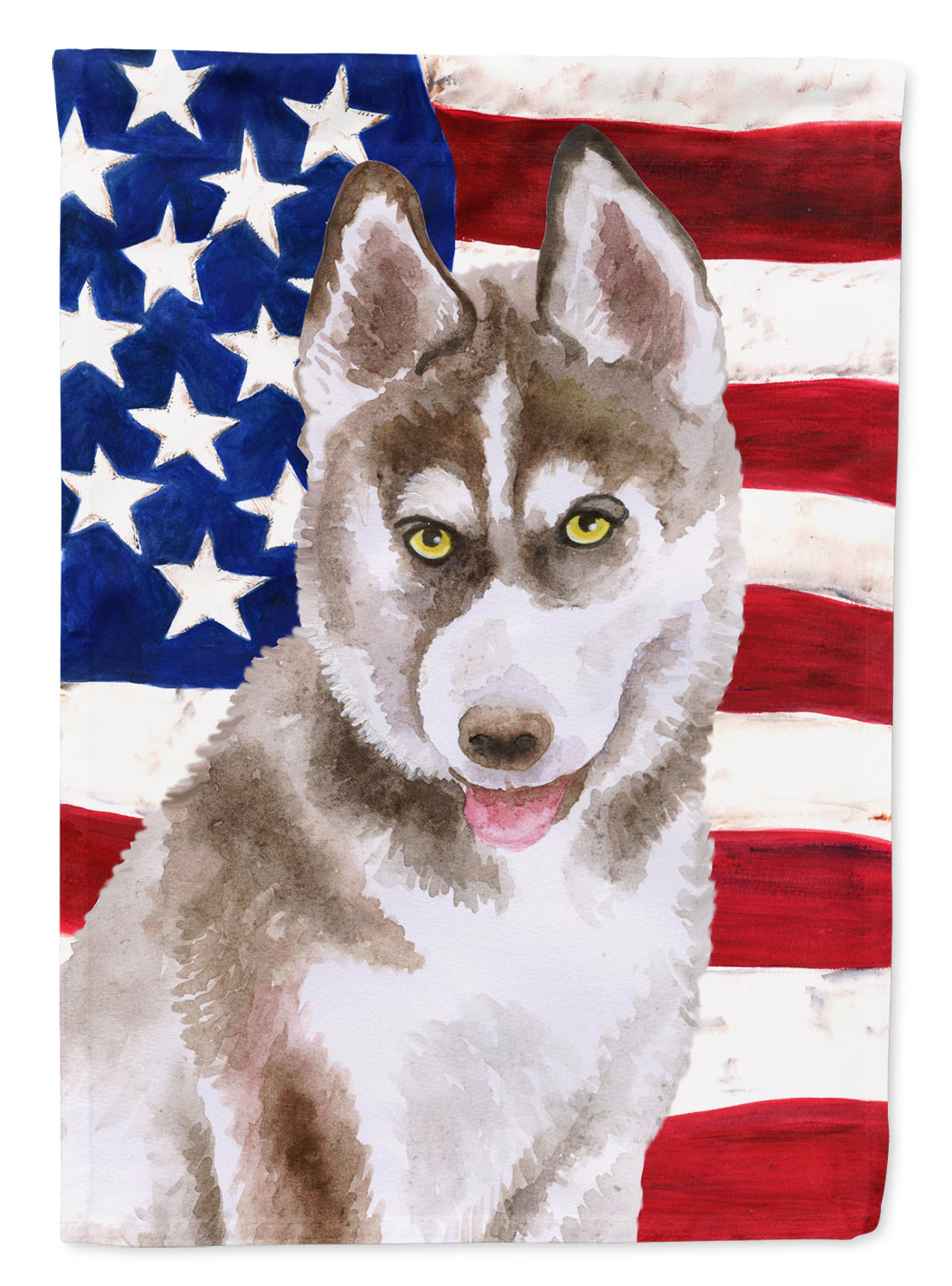 Siberian Husky Grey Patriotic Flag Canvas House Size BB9696CHF  the-store.com.