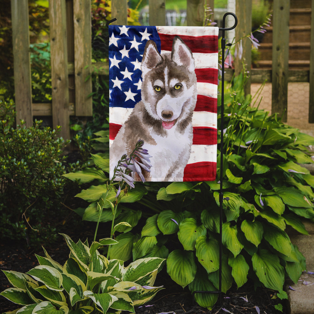 Siberian Husky Grey Patriotic Flag Garden Size BB9696GF  the-store.com.