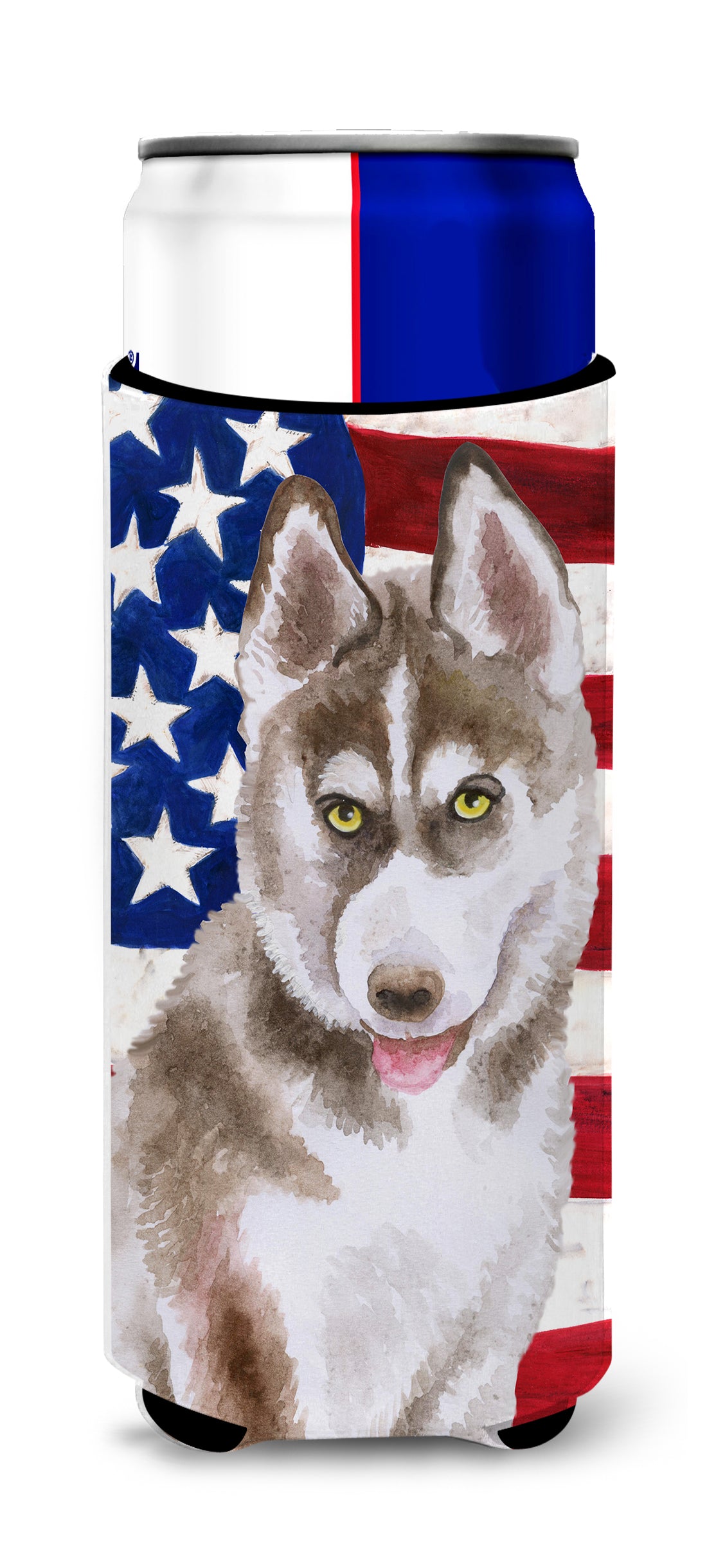 Siberian Husky Grey Patriotic  Ultra Hugger for slim cans BB9696MUK  the-store.com.