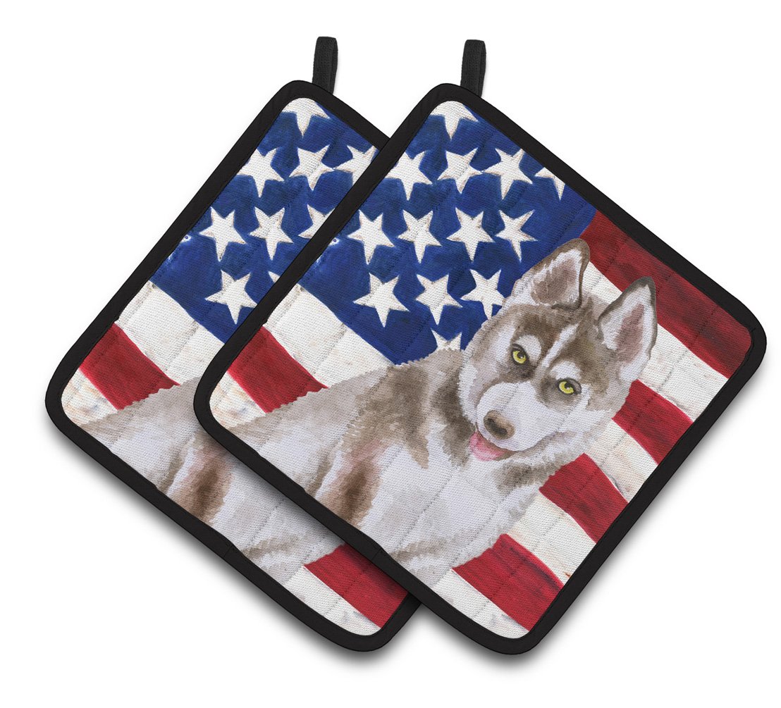 Siberian Husky Grey Patriotic Pair of Pot Holders BB9696PTHD by Caroline's Treasures