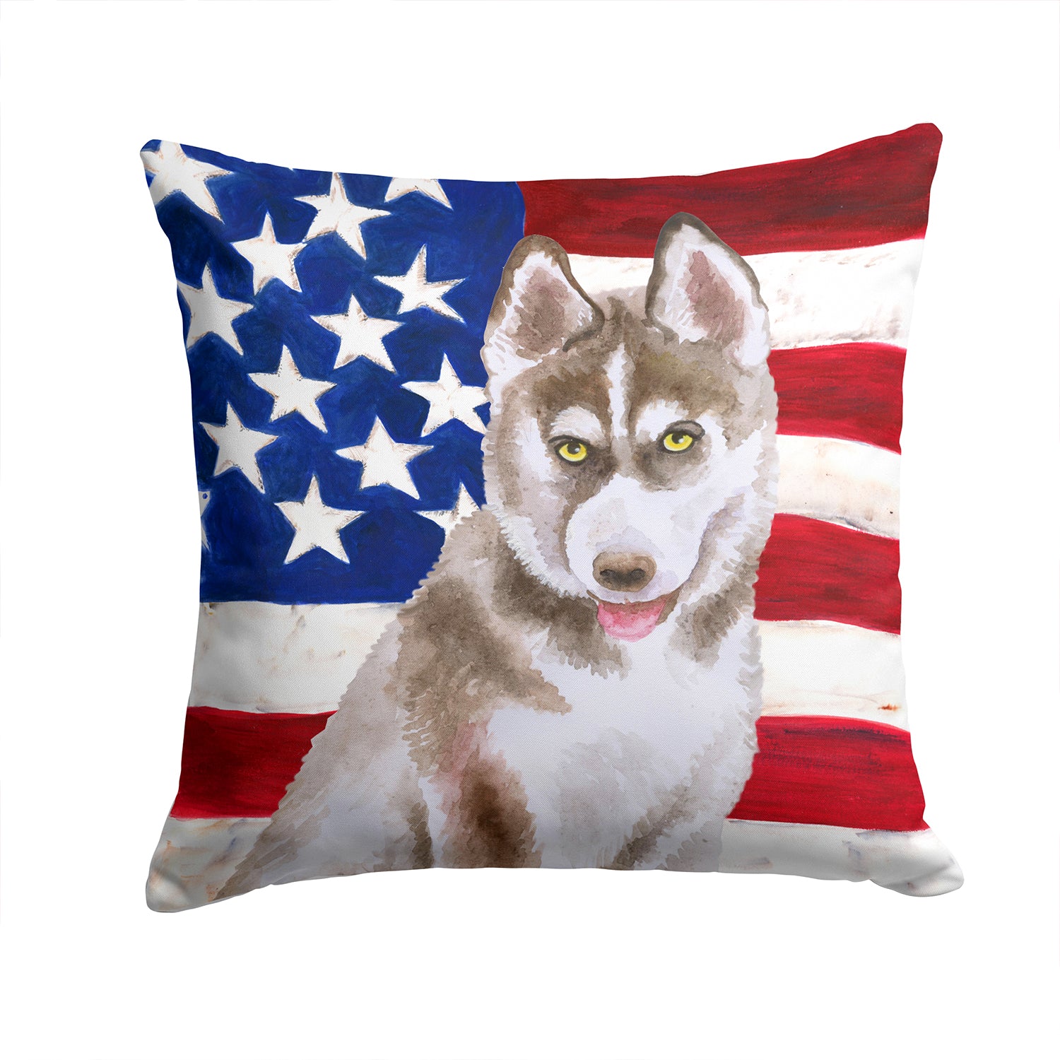 Siberian Husky Grey Patriotic Fabric Decorative Pillow BB9696PW1414 - the-store.com