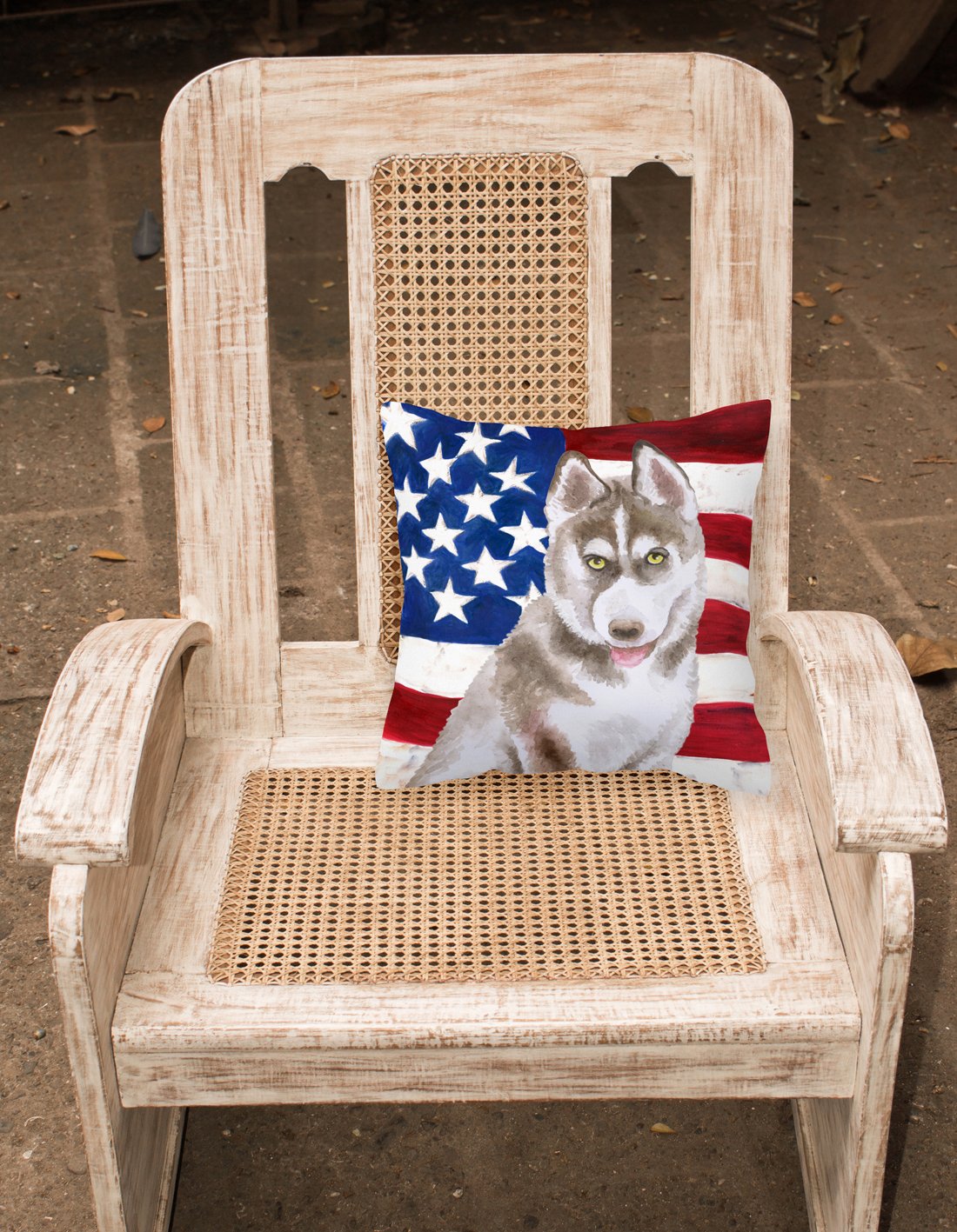 Siberian Husky Grey Patriotic Fabric Decorative Pillow BB9696PW1818 by Caroline's Treasures