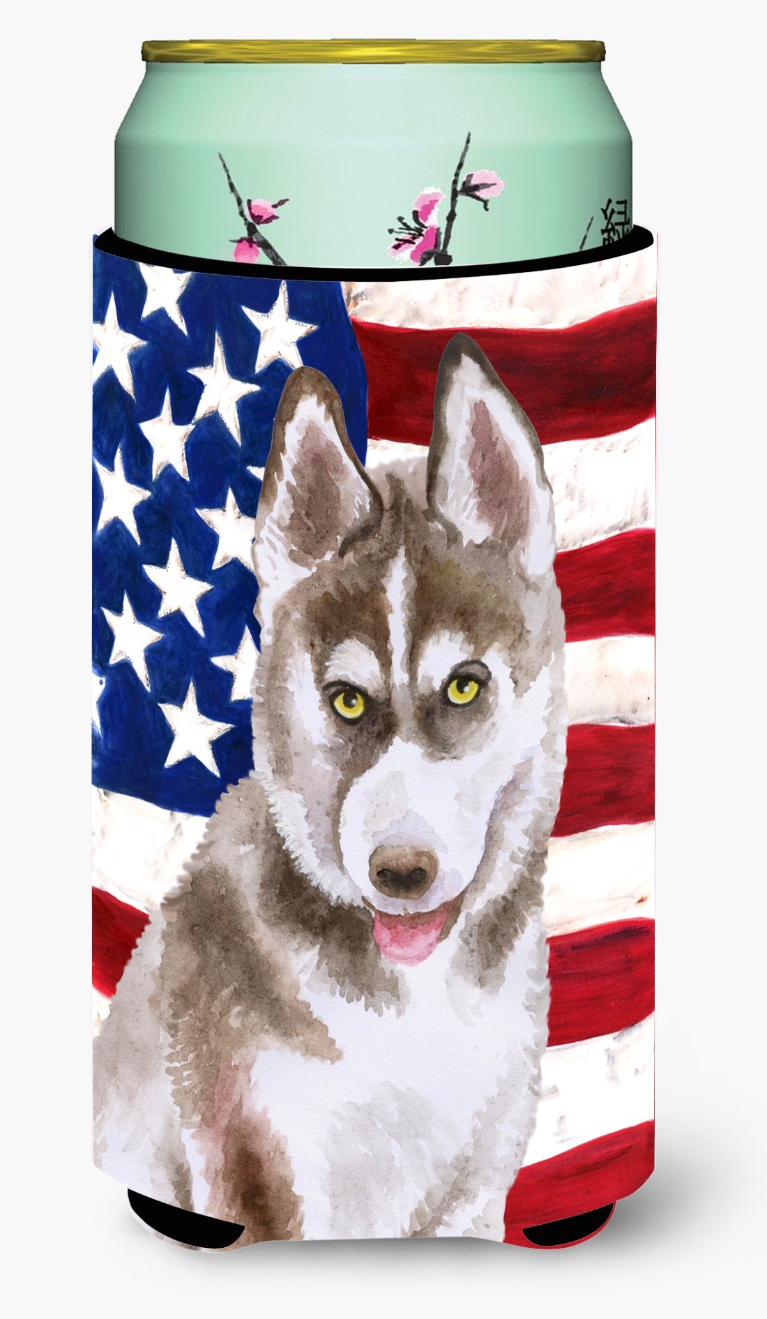 Siberian Husky Grey Patriotic Tall Boy Beverage Insulator Hugger BB9696TBC by Caroline's Treasures