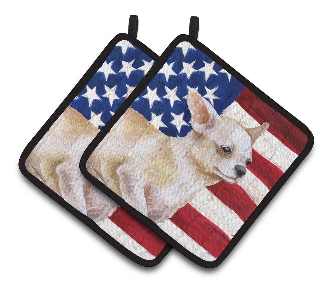 Chihuahua Leg up Patriotic Pair of Pot Holders BB9697PTHD by Caroline's Treasures