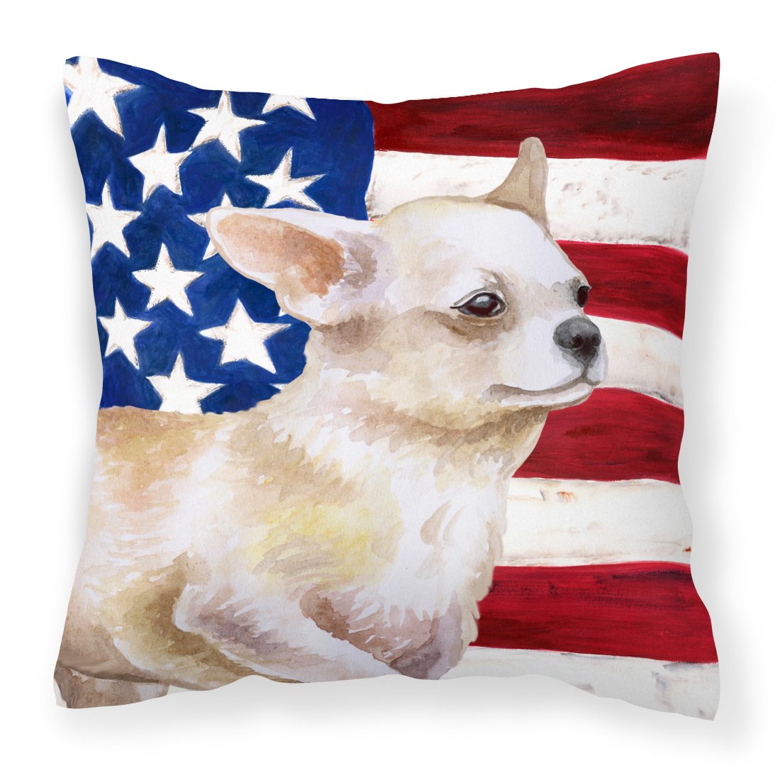 Chihuahua Leg up Patriotic Fabric Decorative Pillow BB9697PW1818 by Caroline's Treasures