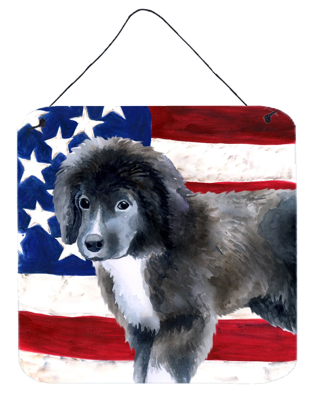 Newfoundland Puppy Patriotic Wall or Door Hanging Prints BB9699DS66 by Caroline&#39;s Treasures