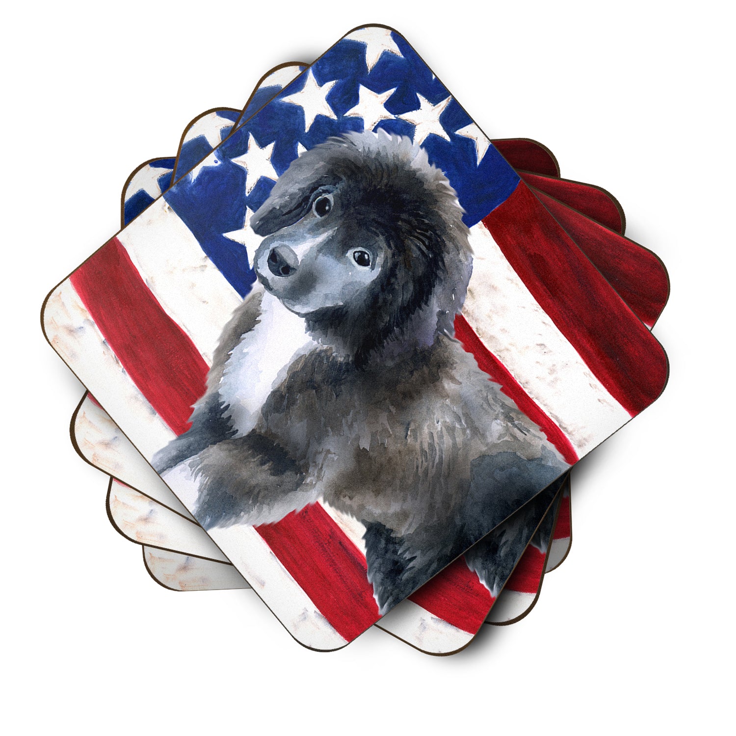 Newfoundland Puppy Patriotic Foam Coaster Set of 4 BB9699FC - the-store.com