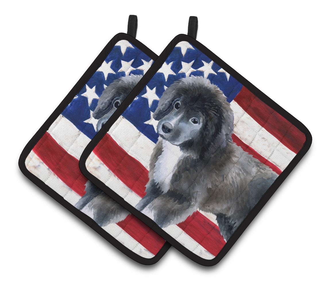 Newfoundland Puppy Patriotic Pair of Pot Holders BB9699PTHD by Caroline's Treasures