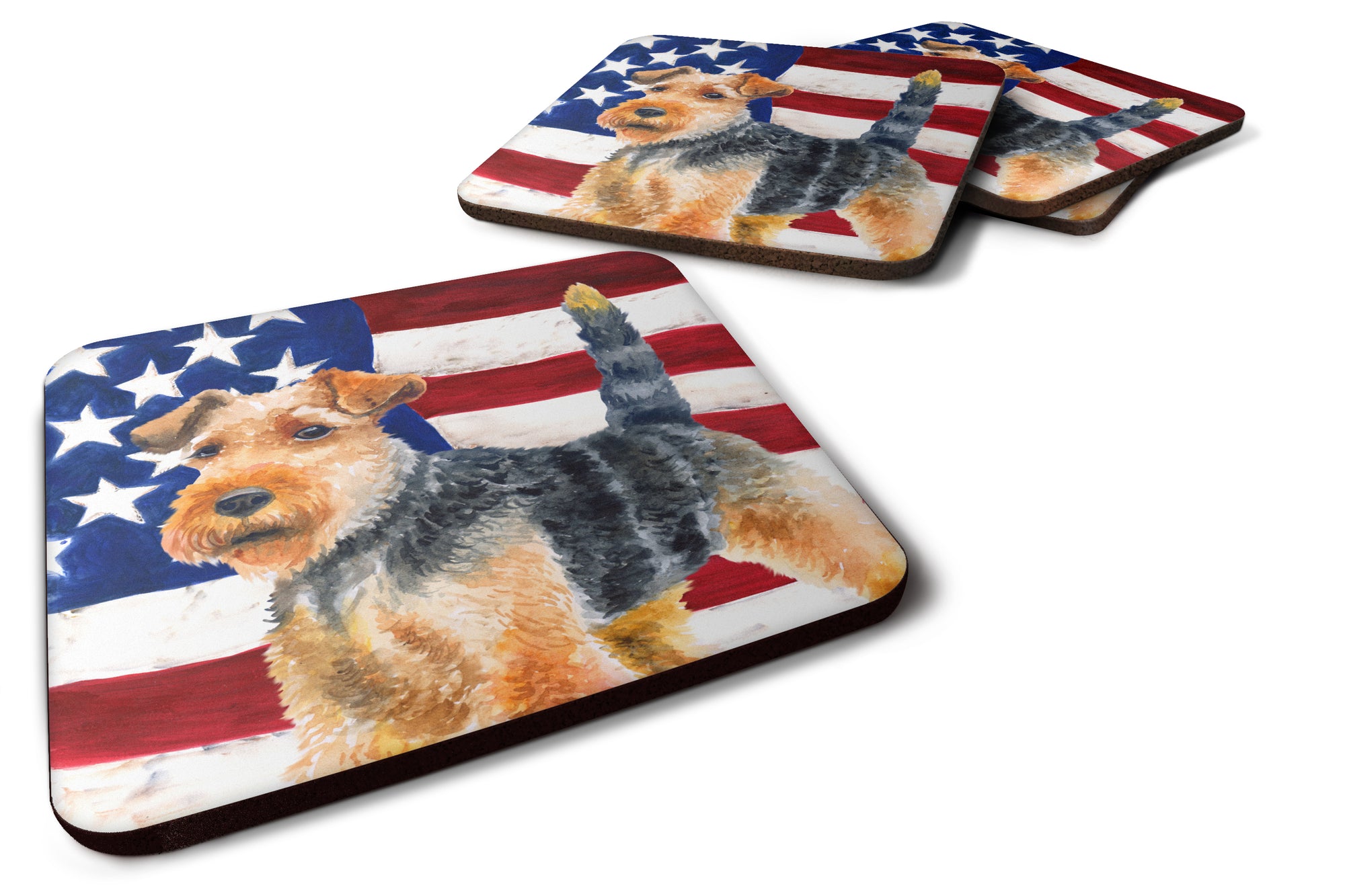 Welsh Terrier Patriotic Foam Coaster Set of 4 BB9700FC - the-store.com