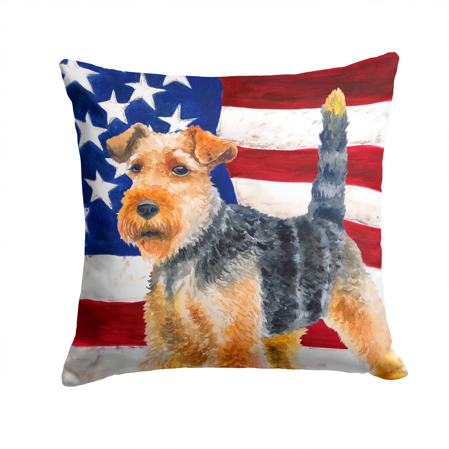 Welsh Terrier Patriotic Fabric Decorative Pillow BB9700PW1414 - the-store.com