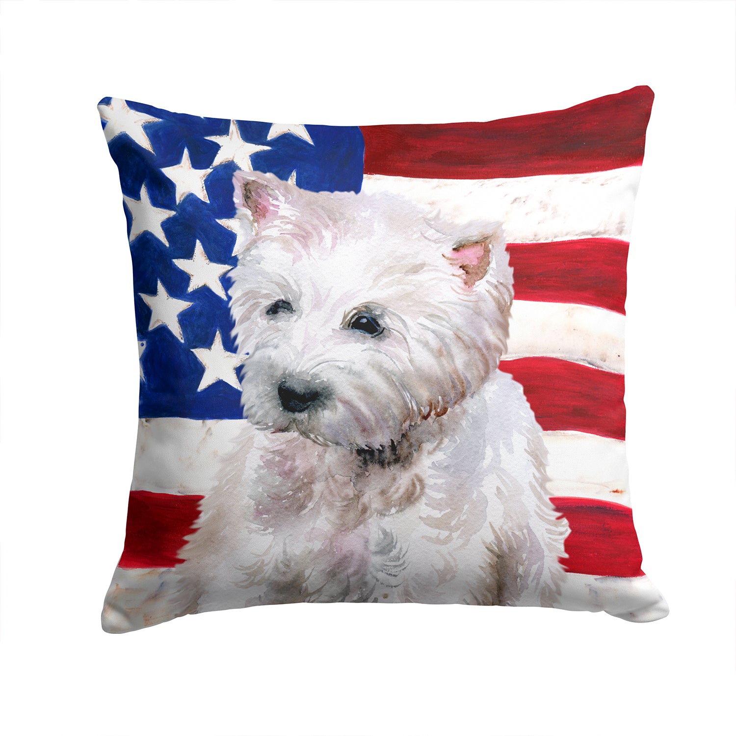 Westie Patriotic Fabric Decorative Pillow BB9701PW1414 - the-store.com