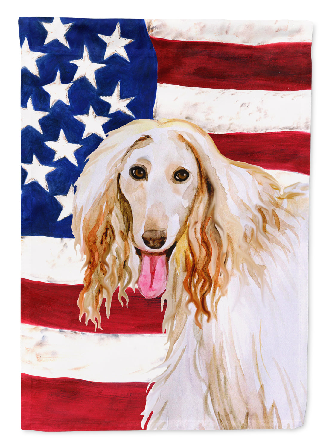 Afghan Hound Patriotic Flag Canvas House Size BB9702CHF  the-store.com.