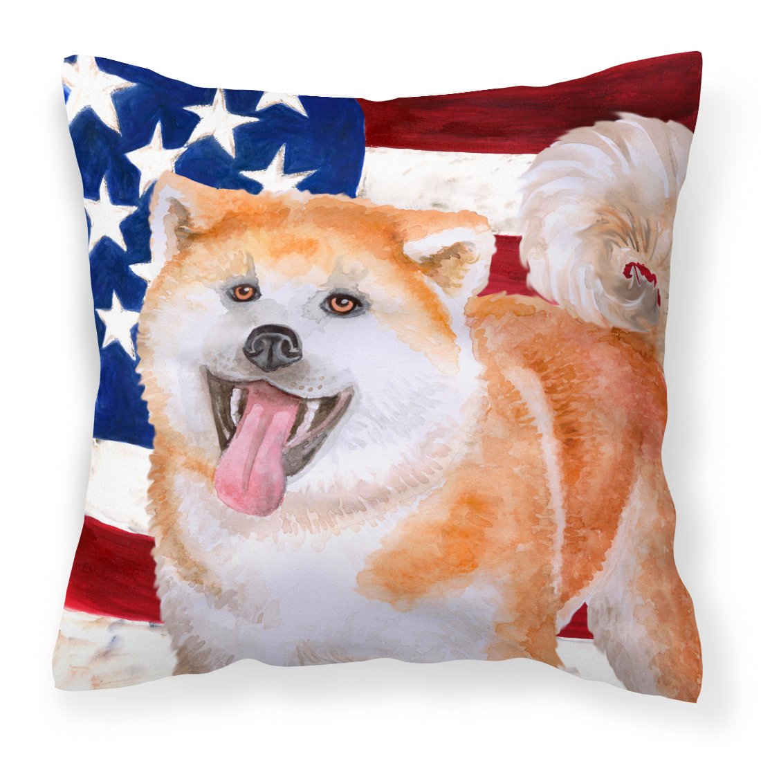 Akita Patriotic Fabric Decorative Pillow BB9703PW1818 by Caroline's Treasures