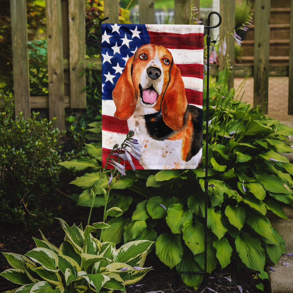 Basset Hound Patriotic Flag Garden Size BB9704GF  the-store.com.