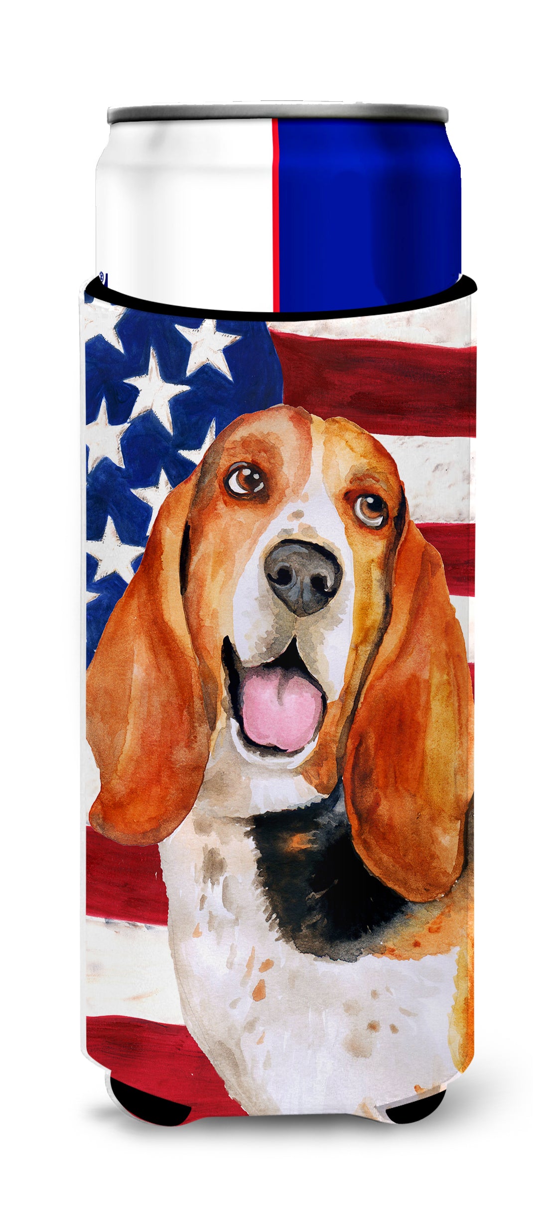 Basset Hound Patriotic  Ultra Hugger for slim cans BB9704MUK  the-store.com.