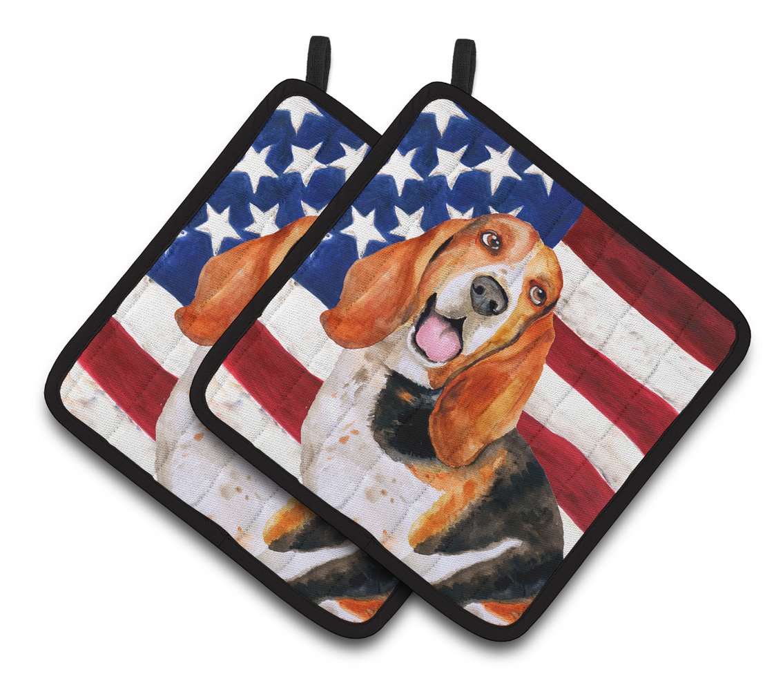 Basset Hound Patriotic Pair of Pot Holders BB9704PTHD by Caroline's Treasures