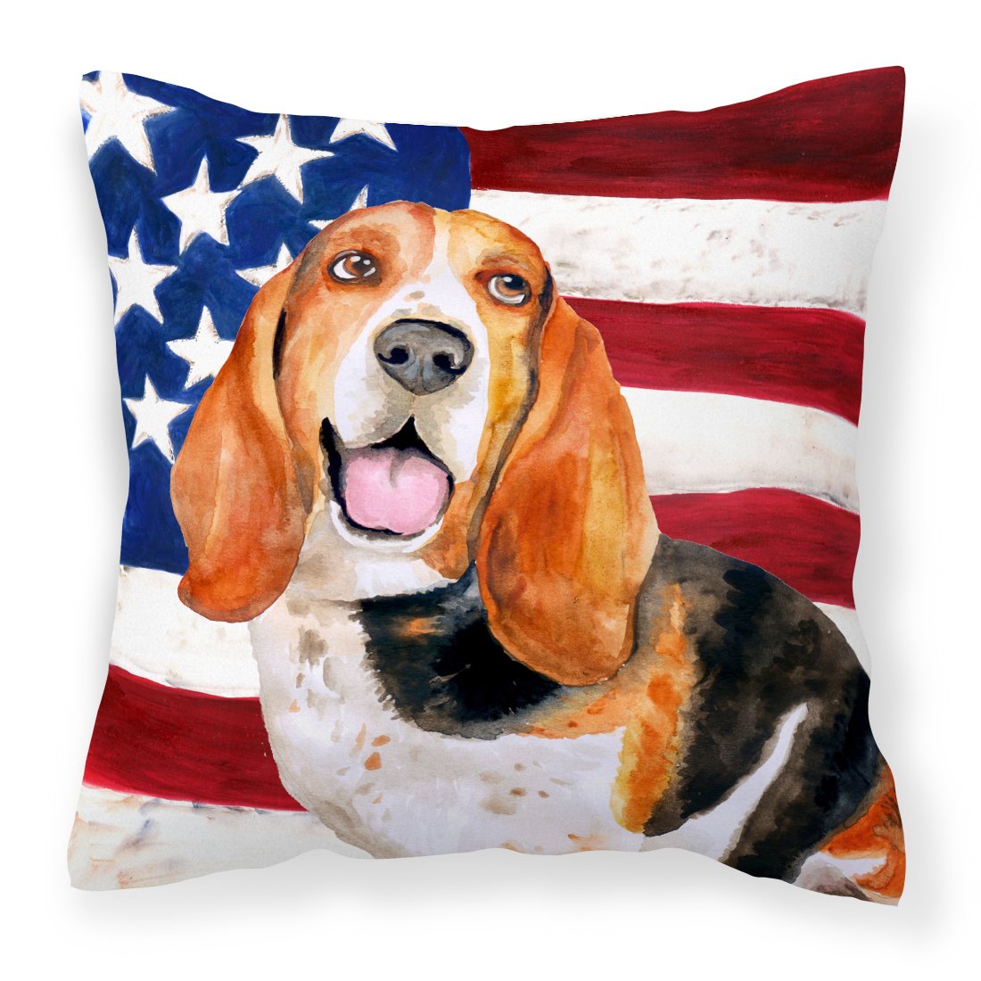 Basset Hound Patriotic Fabric Decorative Pillow BB9704PW1818 by Caroline's Treasures