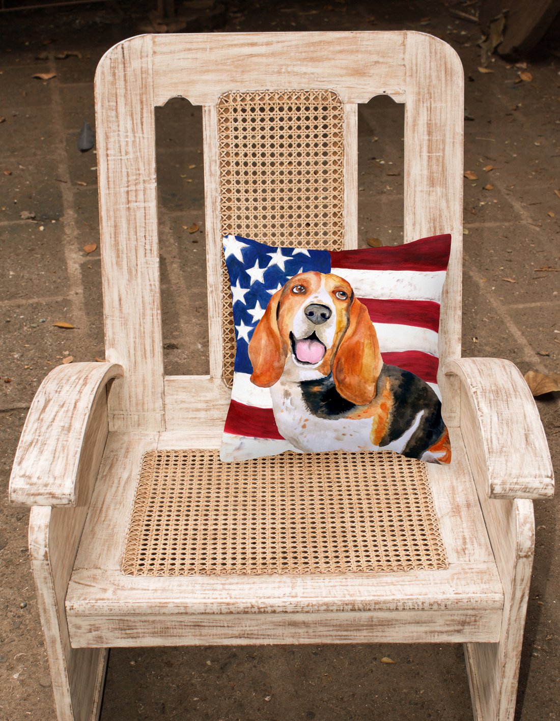 Basset Hound Patriotic Fabric Decorative Pillow BB9704PW1818 by Caroline's Treasures