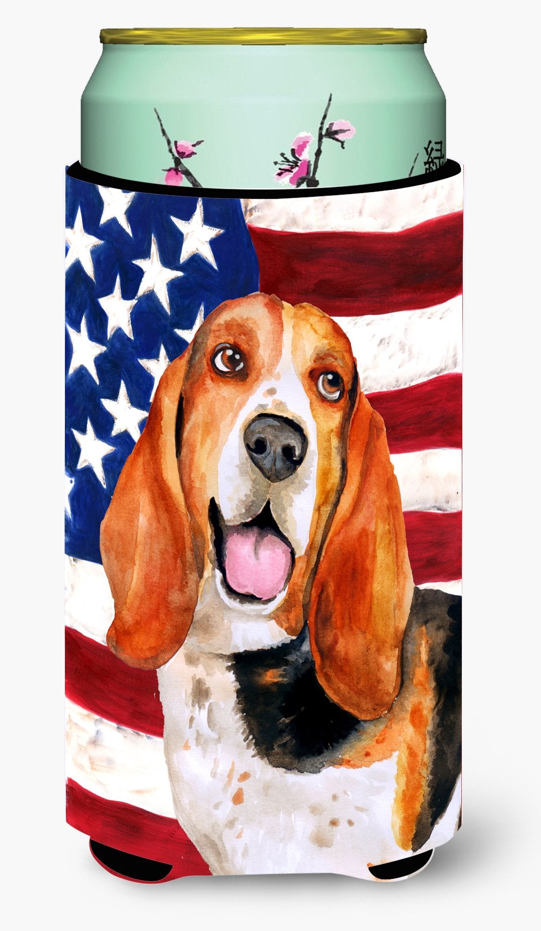 Basset Hound Patriotic Tall Boy Beverage Insulator Hugger BB9704TBC by Caroline's Treasures