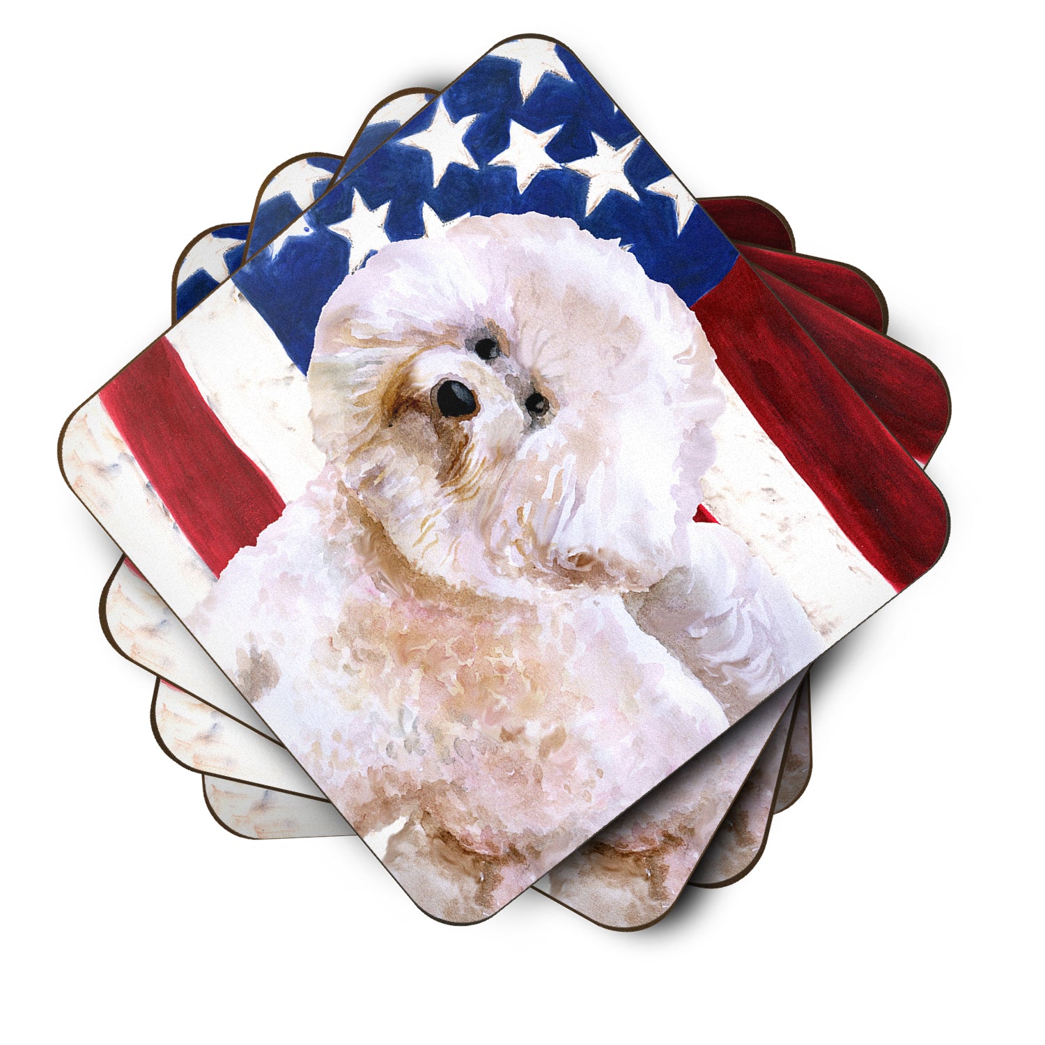 Bichon Frise #2 Patriotic Foam Coaster Set of 4 BB9705FC - the-store.com